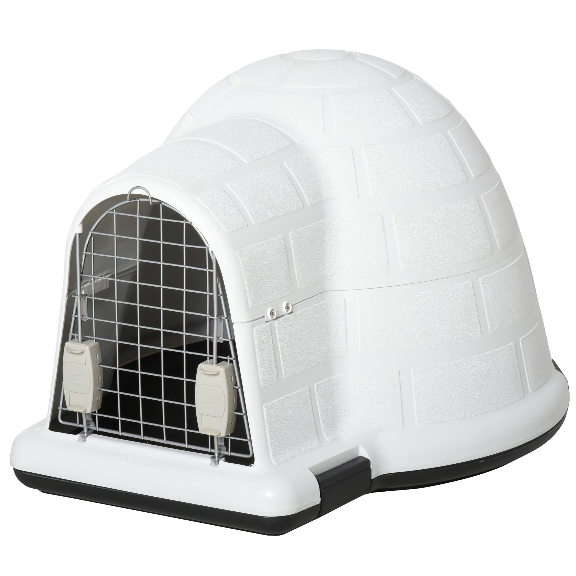 Plastic Igloo Dog House Puppy Kennel Pet Shelter w/ Windows for Small Sized Dogs