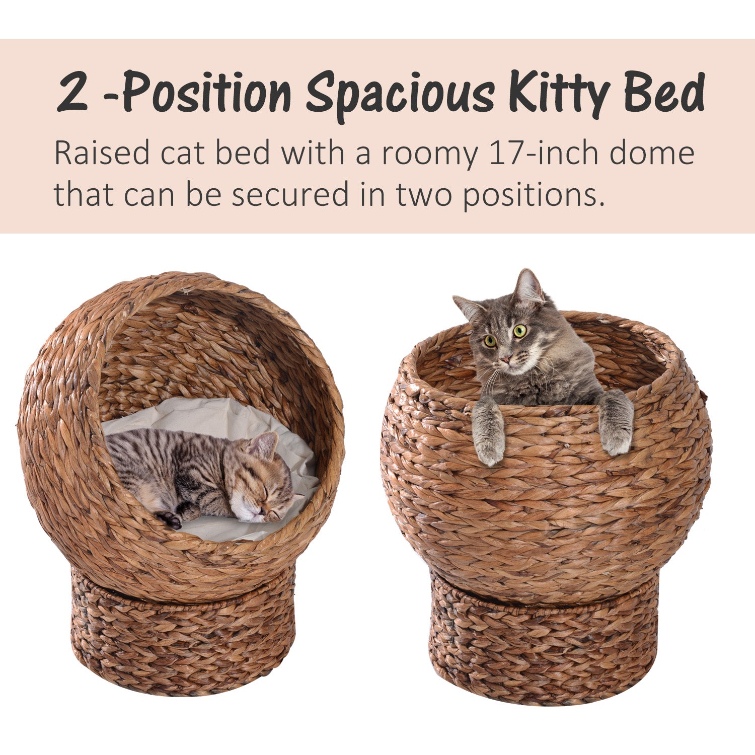 Cats Elevated Wicker Bed Brown