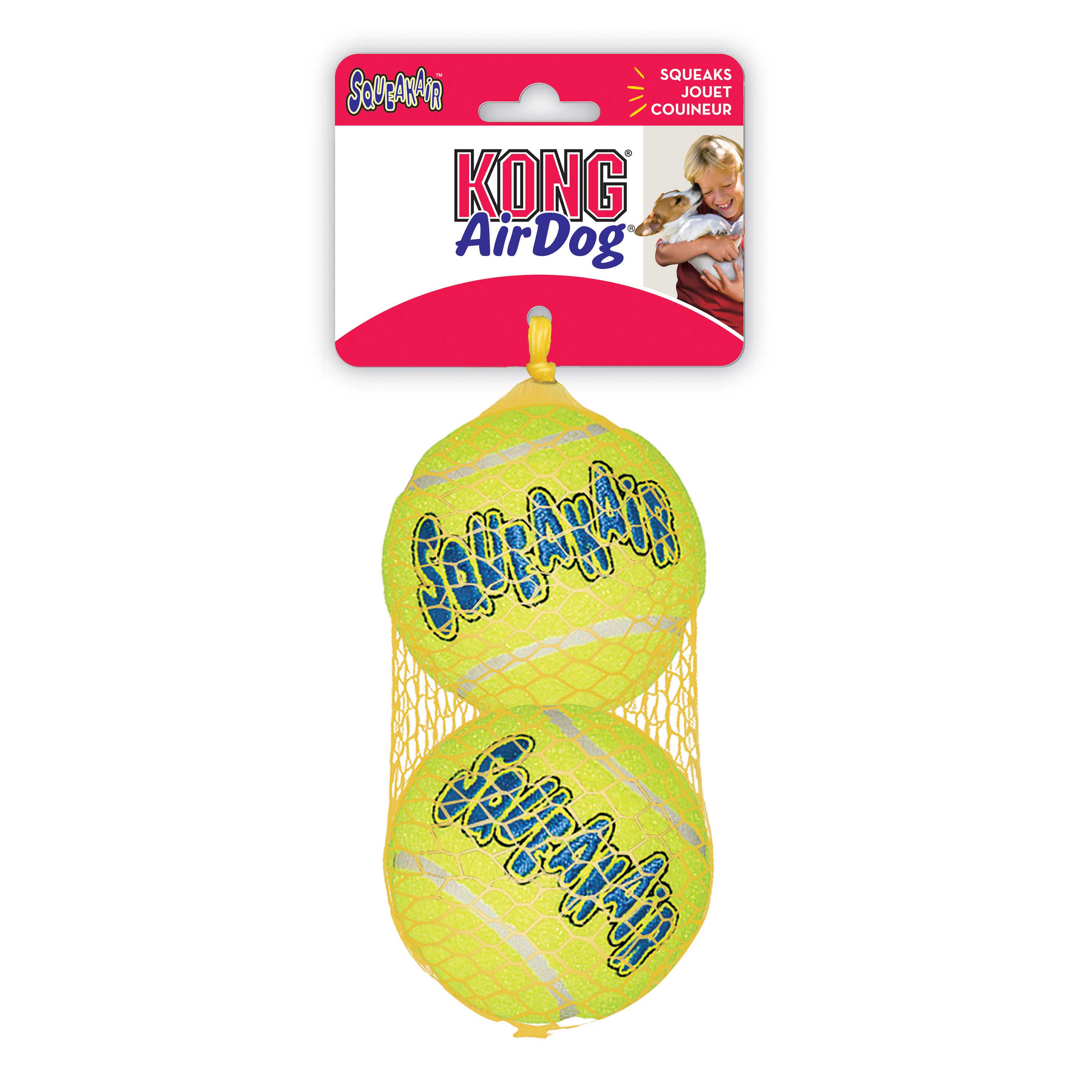Kong Air Squeaker Tennis Ball Large 2pk (8cm)