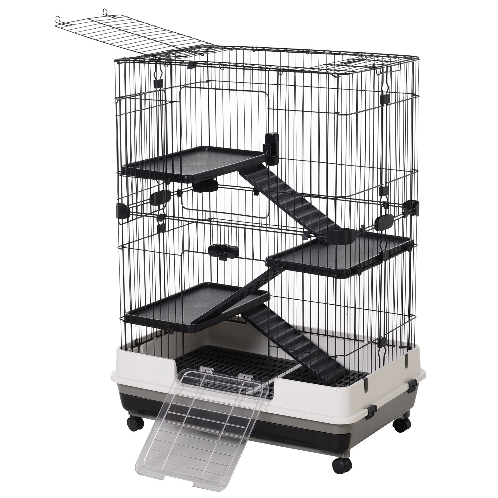Metal Wire 3-Tier Small Animal Cage Black/White