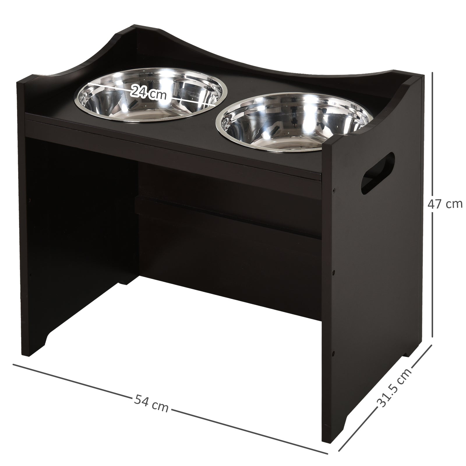 MDF Elevated Duo Pet Bowl Feeder Brown