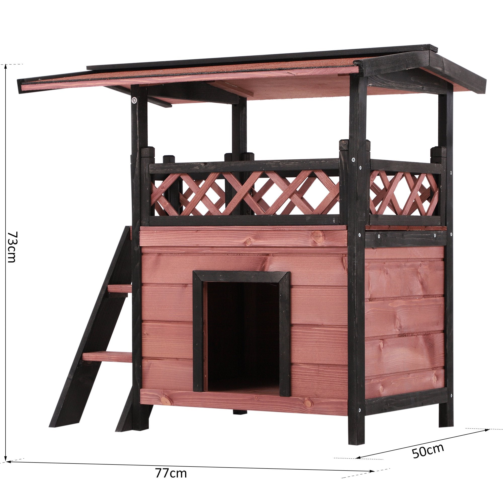 Wood Cat House Outdoor Luxury Wooden Room View Patio Weatherproof Shelter Puppy Garden Scratch Post Large Kennel Crate
