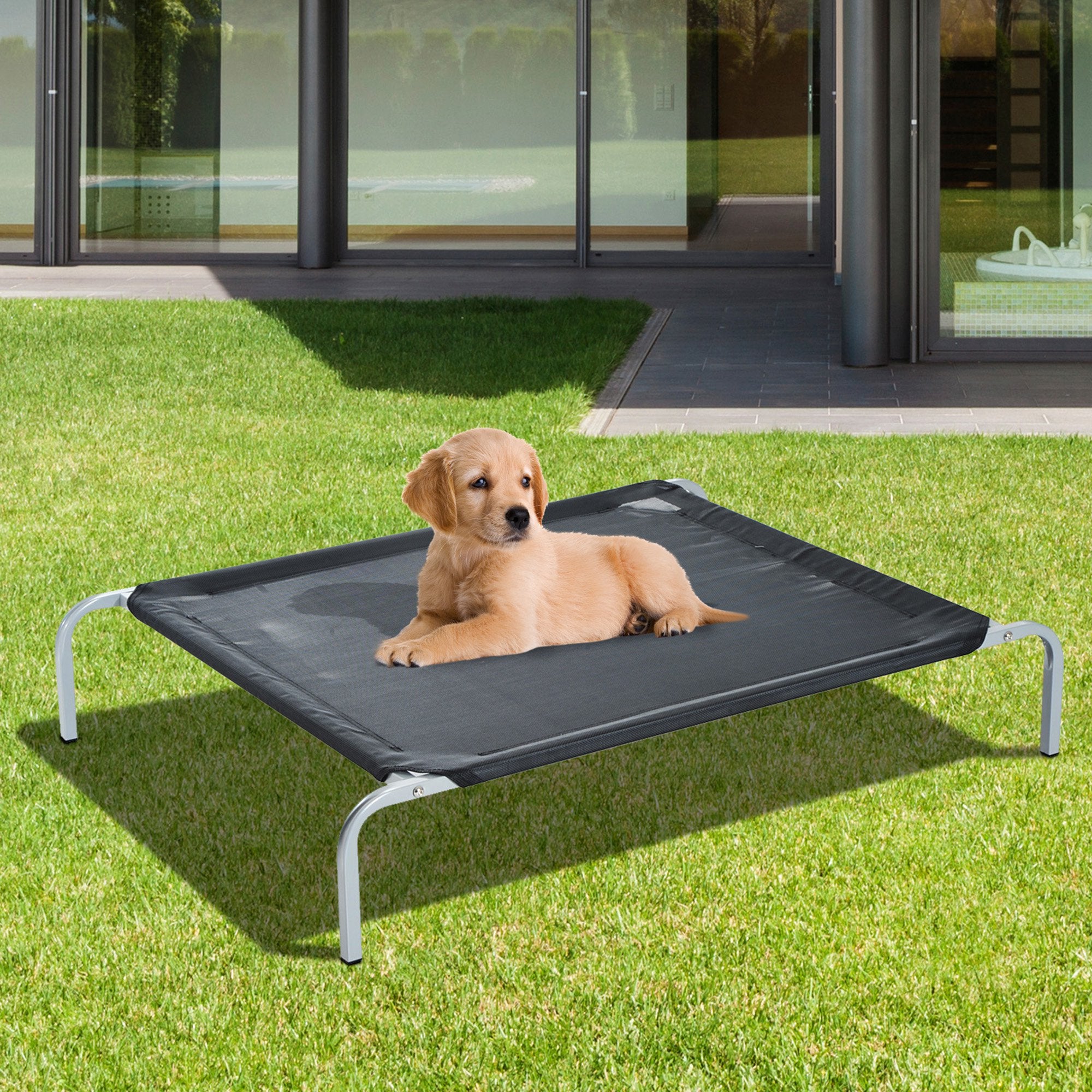 Small Dogs Portable Elevated Fabric Bed for Camping Outdoors Black