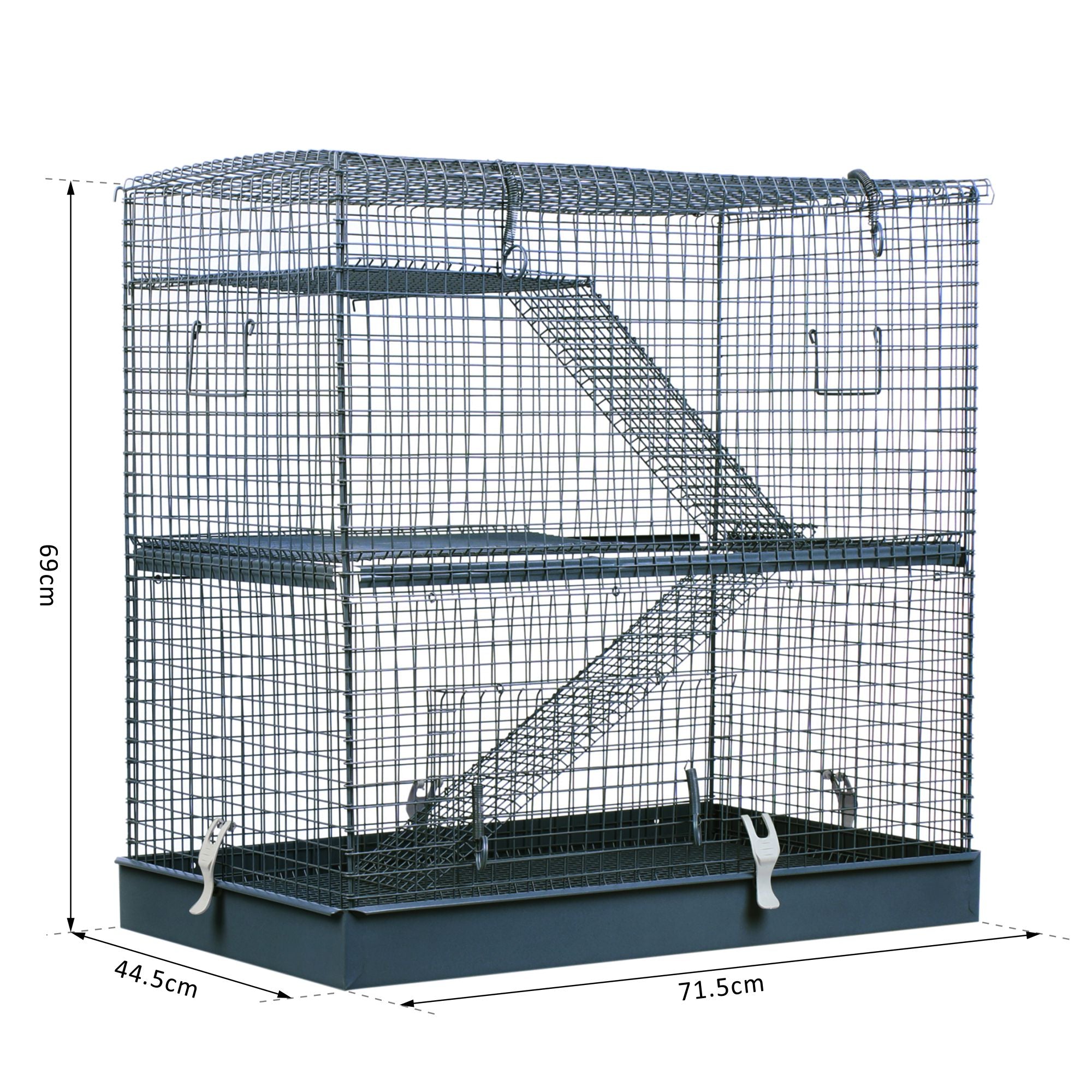 3-Level Hamster Cage, 71.5Lx44.5Wx69H cm-Metal Wire
