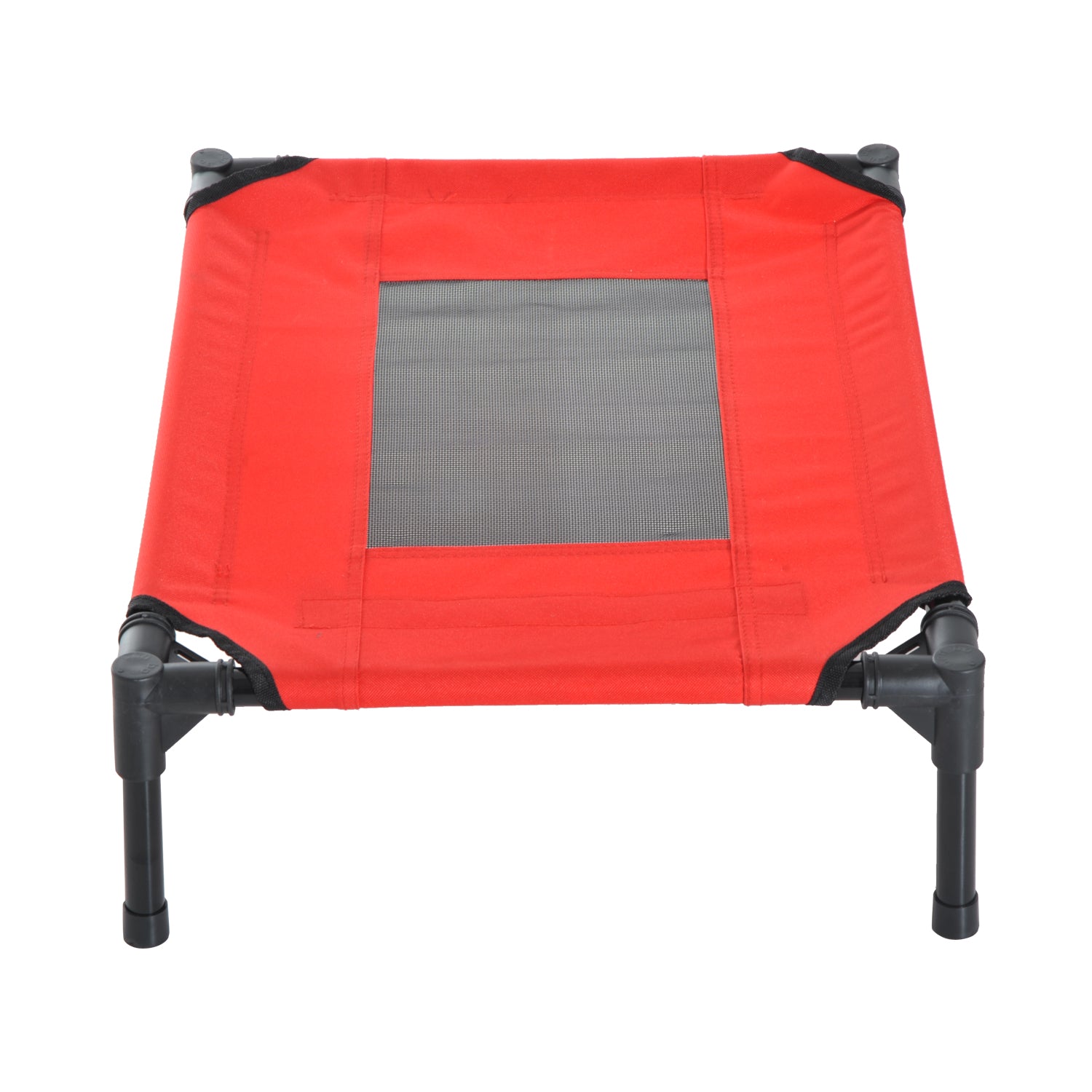 Elevated Pet Bed Portable Camping Raised Dog Bed w/ Metal Frame Black, Red (Small)