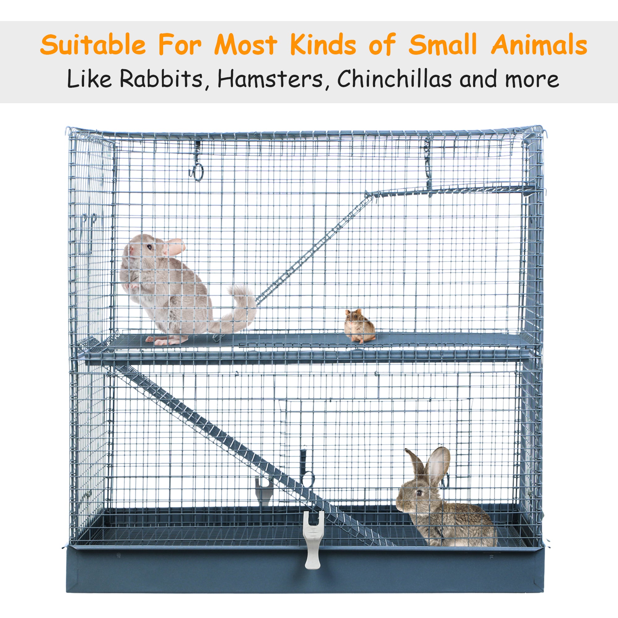 3-Level Hamster Cage, 71.5Lx44.5Wx69H cm-Metal Wire