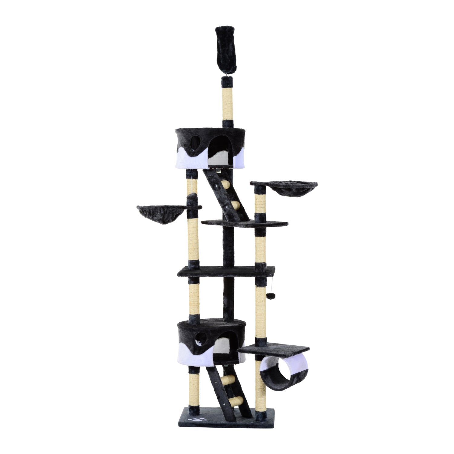 Cat Tree Kitten Condo Fun House Adjustable – Grey & White