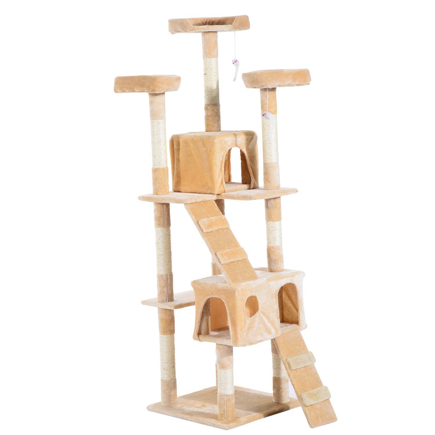 170cm Cat Tree Kitten Kitty Scratcher Post Climbing Tower Activity Center House-Cream