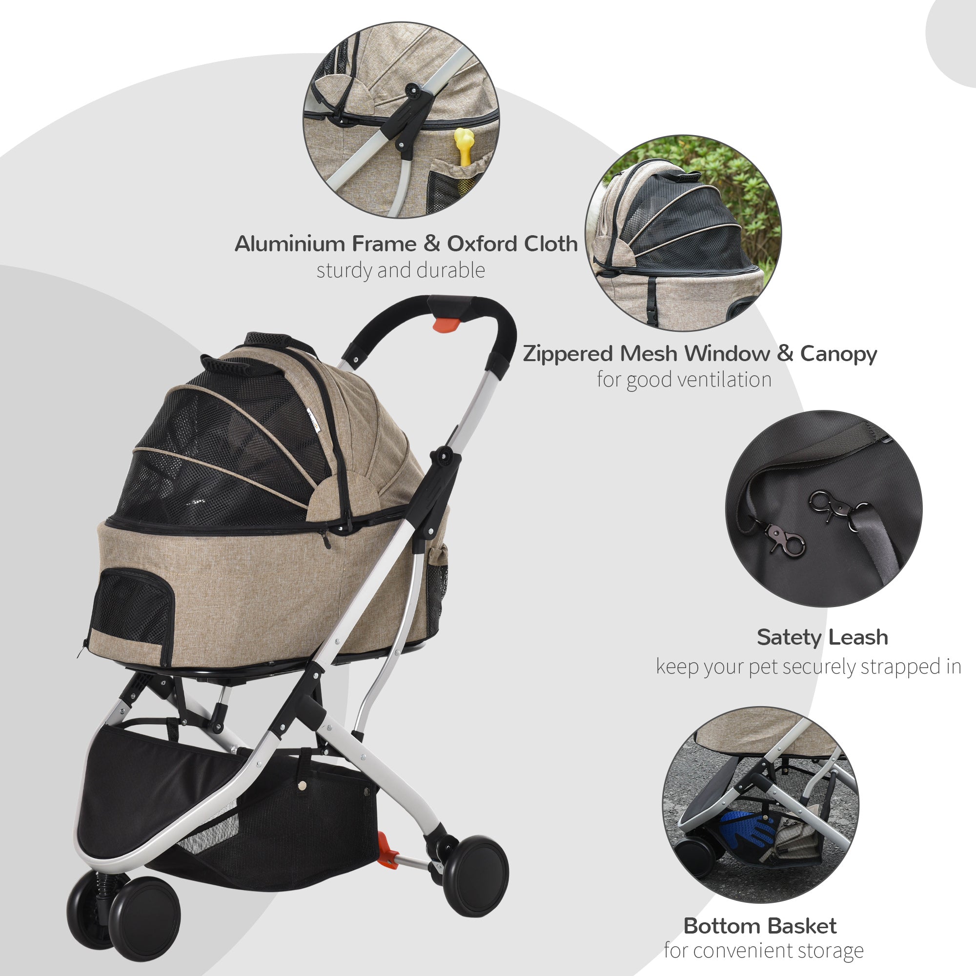 Detachable Pet Stroller 2-In-1 Foldable Dog Cat Travel Carriage Carrying Bag