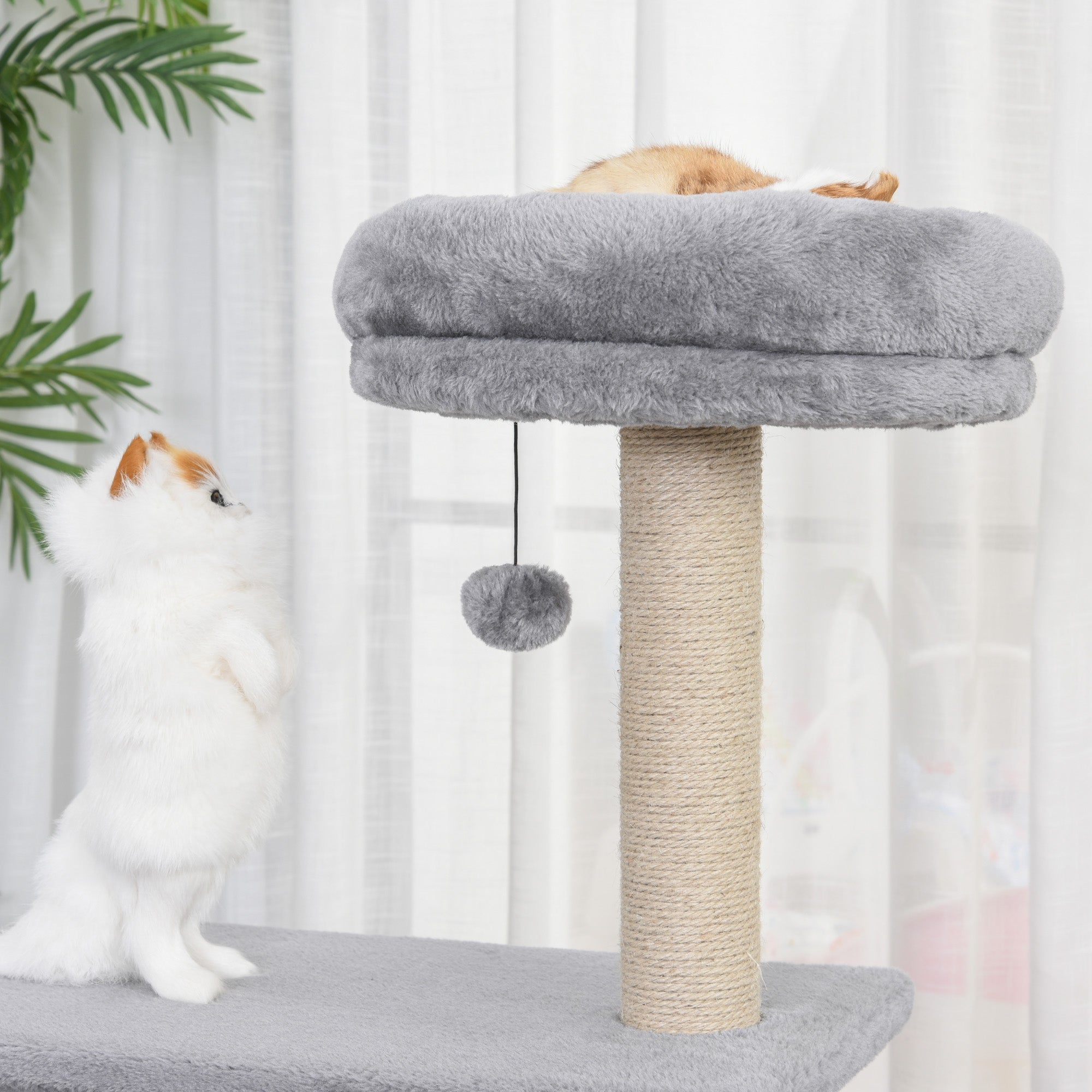 Cats Sisal Rope 3-Tier Scratching Tree Grey