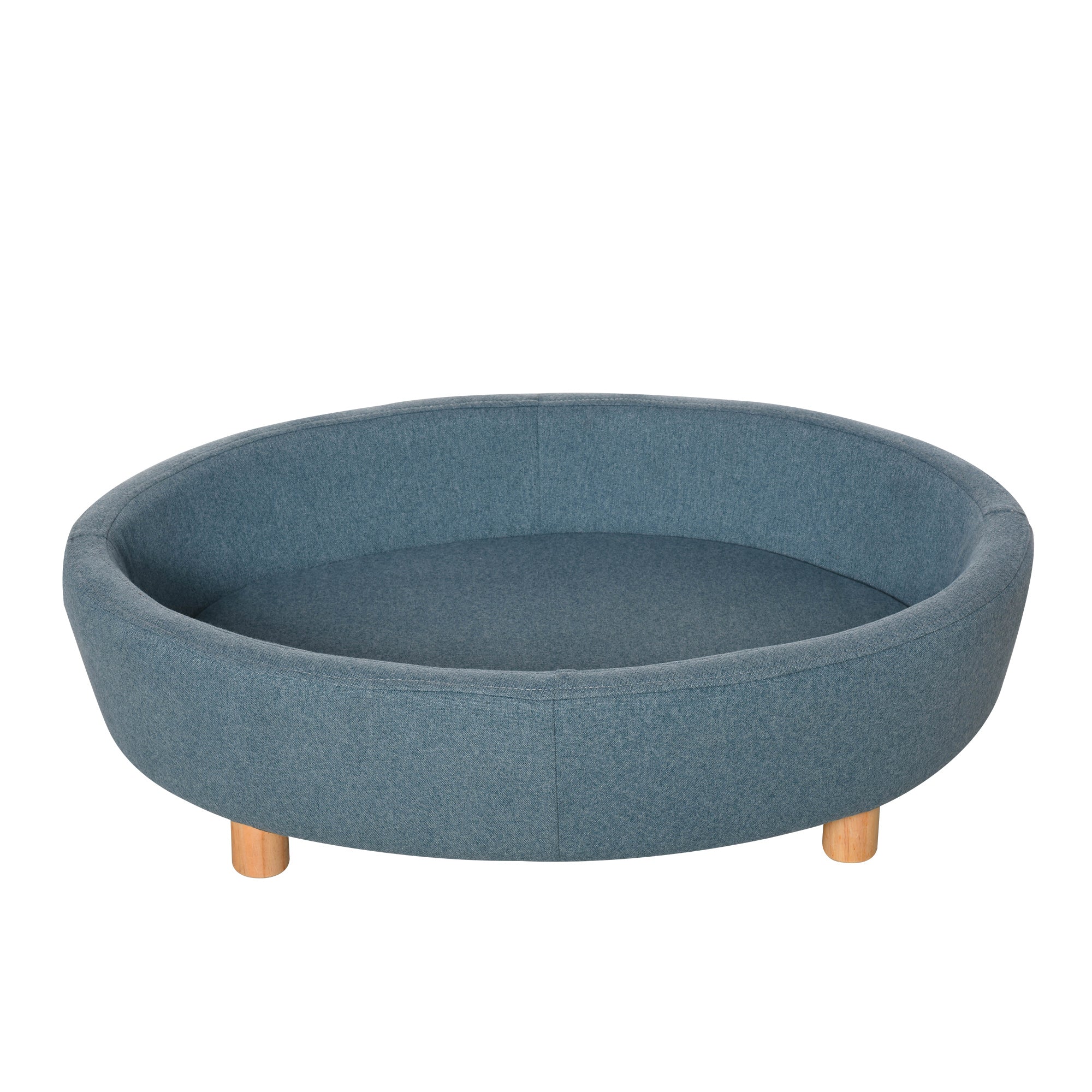 Pet Sofa Soft Couch Sponge Cushioned Bed Wooden legs, Light Blue