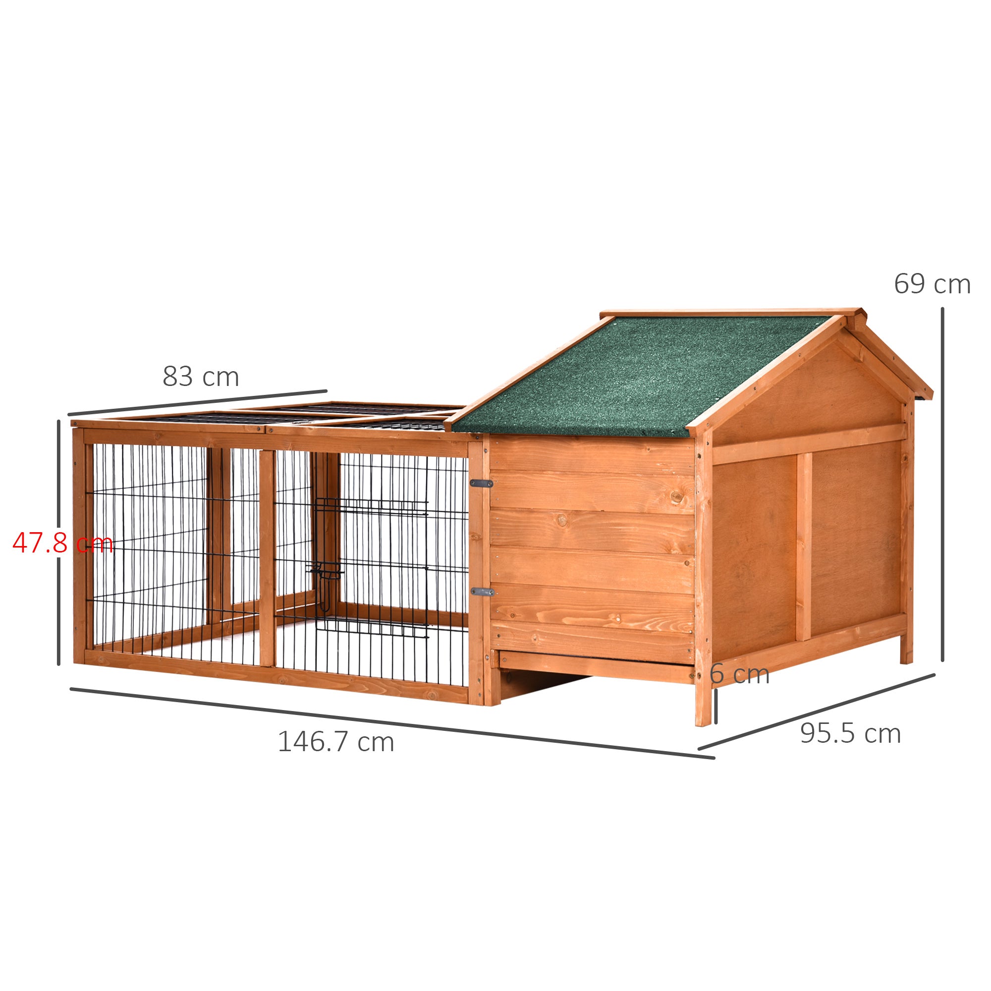 Wooden Rabbit Hutch Detachable Rabbit Cage Pet House with Openable Run & Roof Slide-out Tray