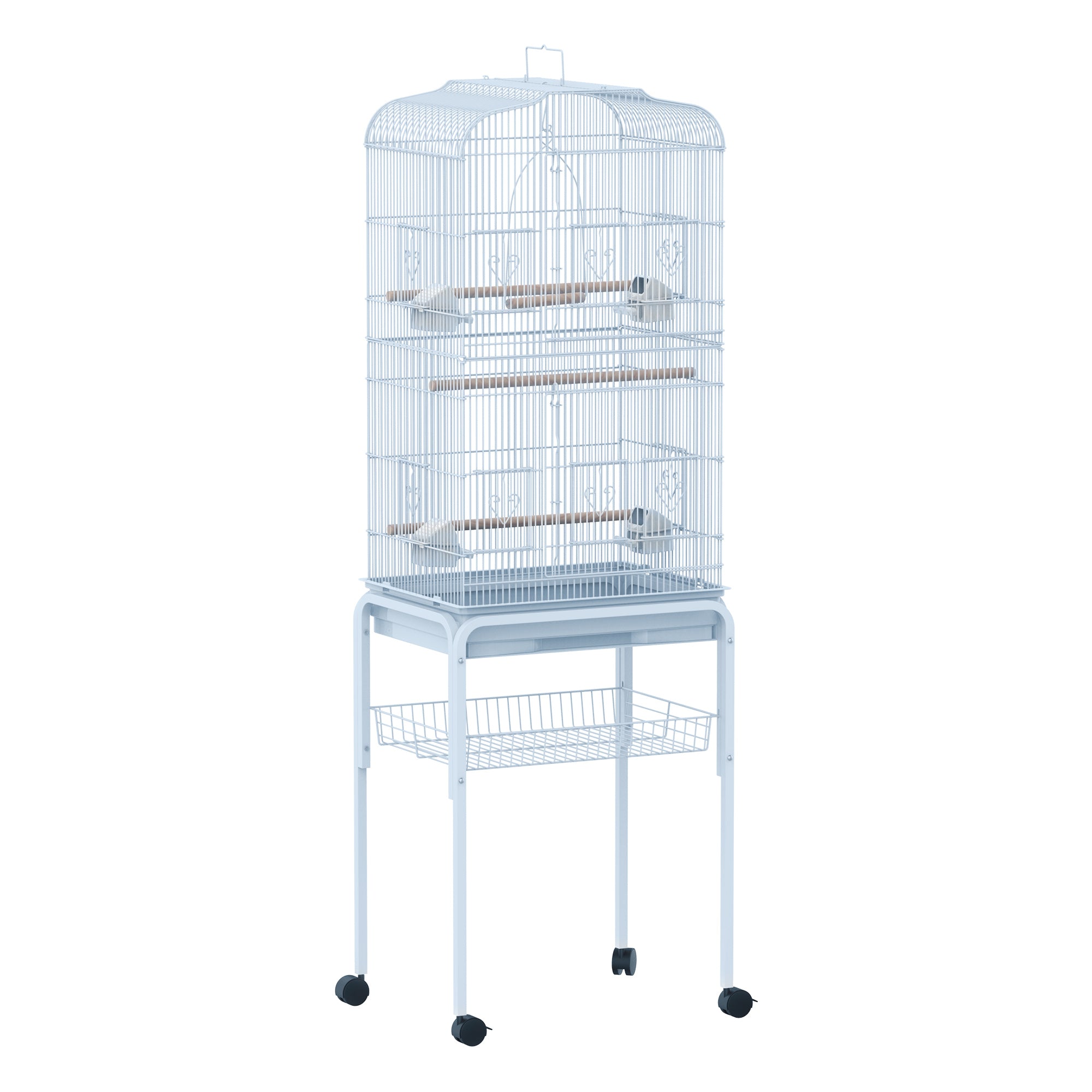 153cm Metal Bird Cage W/Removable Wheels Stand-Light blue