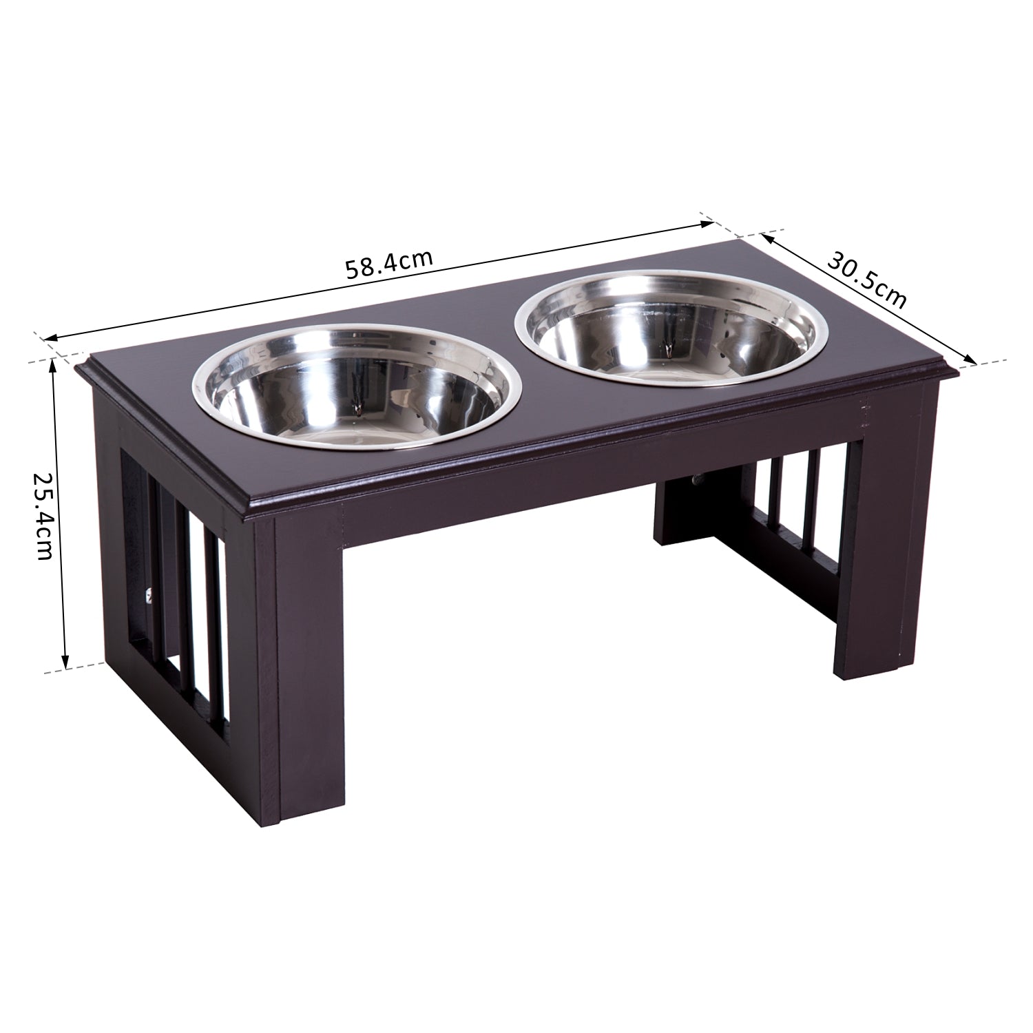Stainless Steel Pet Feeder , 58.4Lx30.5Wx25.4H cm-Brown