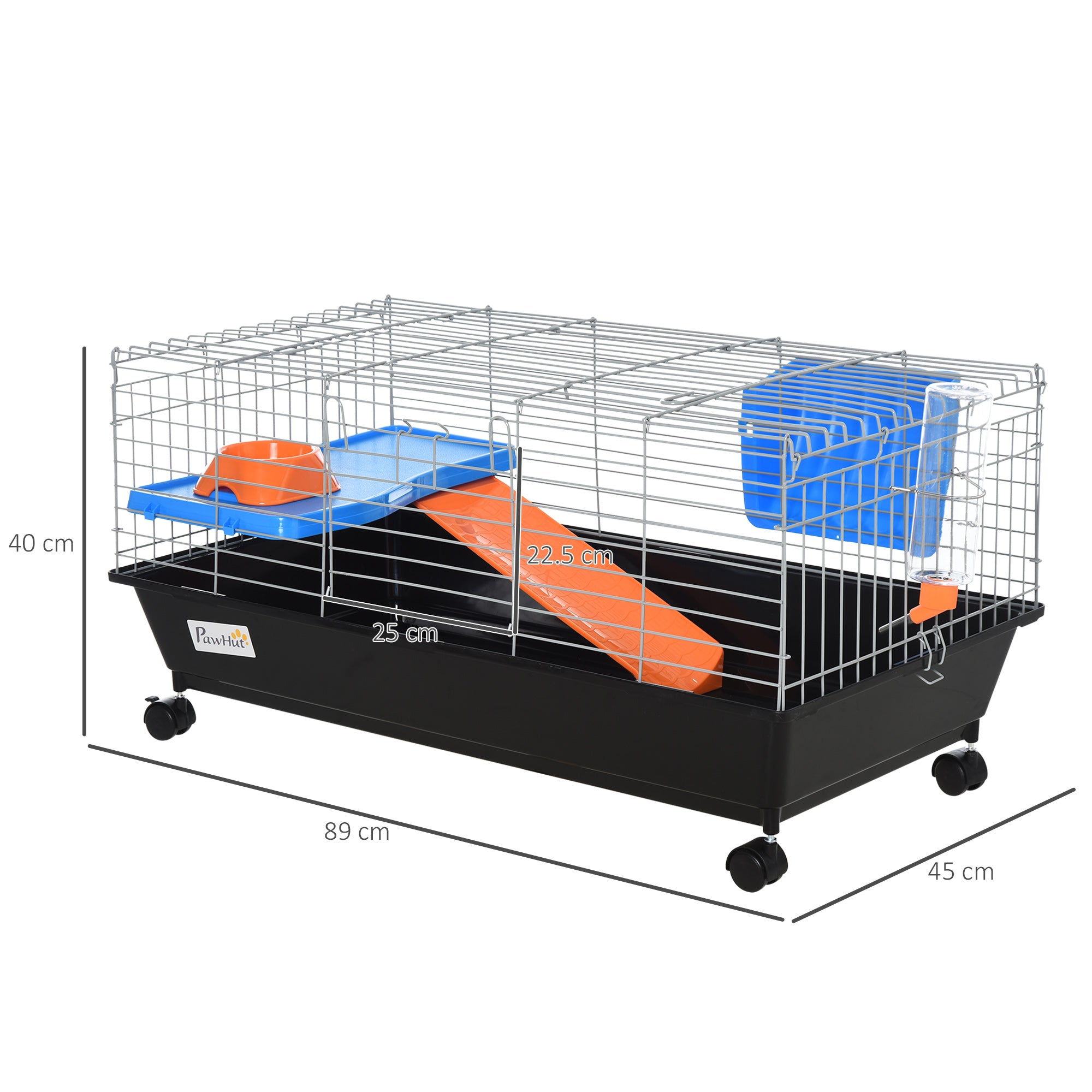 Steel Small 2-Tier Small Animal Cage w/ Accessories Blue/Orange