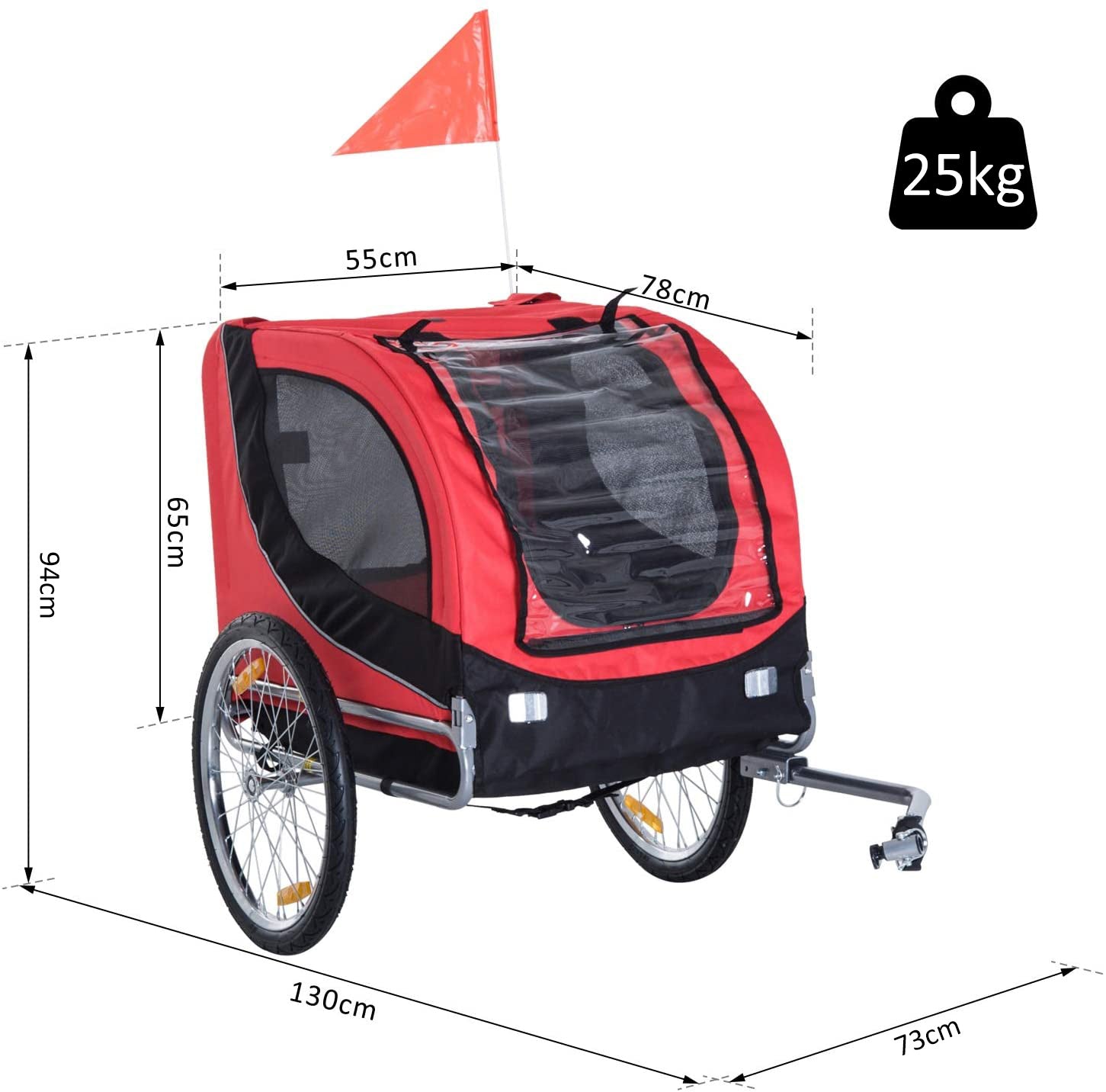 Folding Bicycle Pet Trailer W/Removable Cover-Red