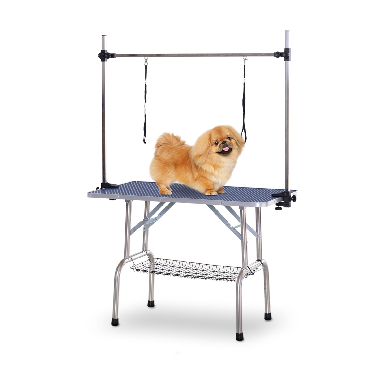 Dogs Adjustable Height Rubber Top Grooming Table Blue