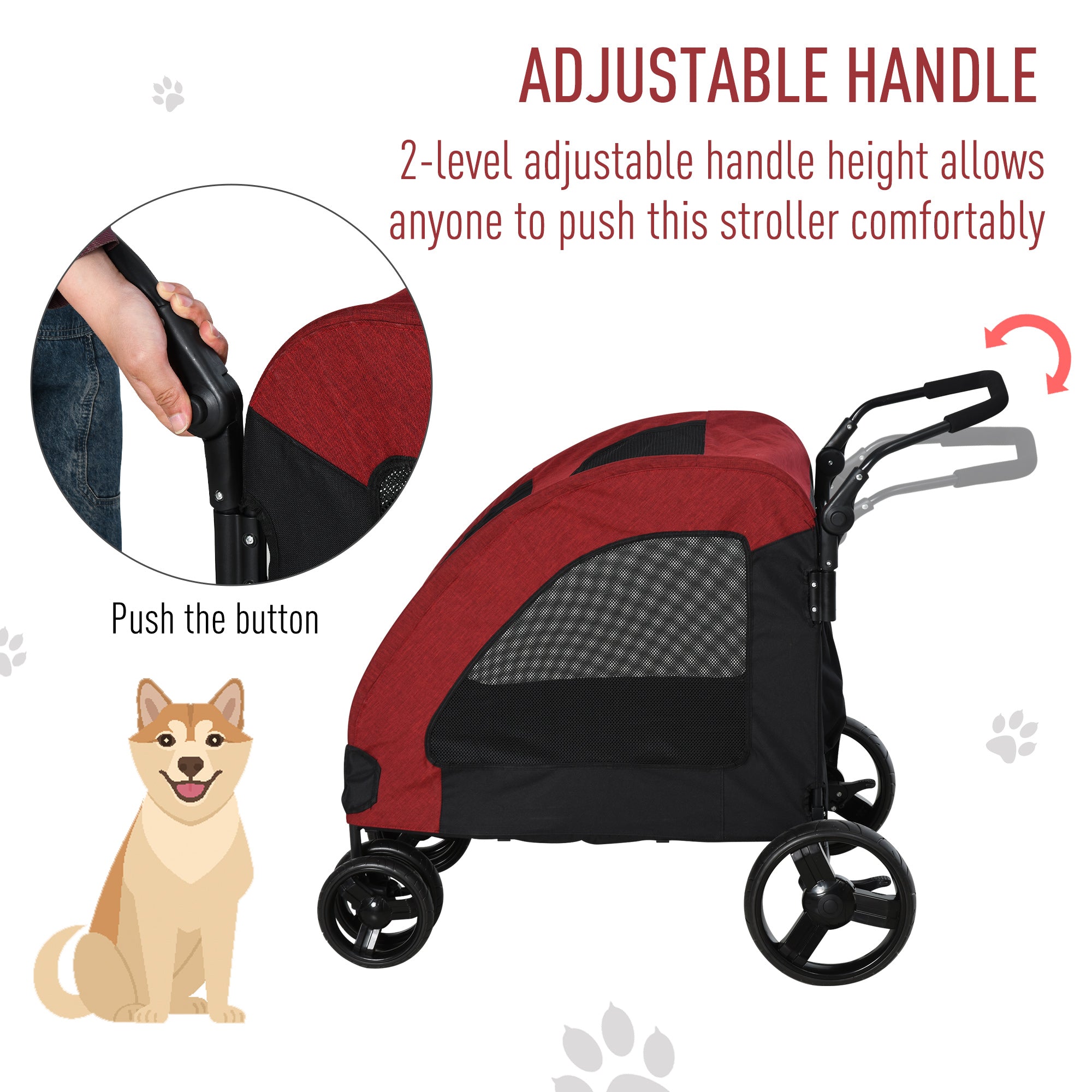 Small Dogs Minimalistic Oxford Cloth Stroller Red