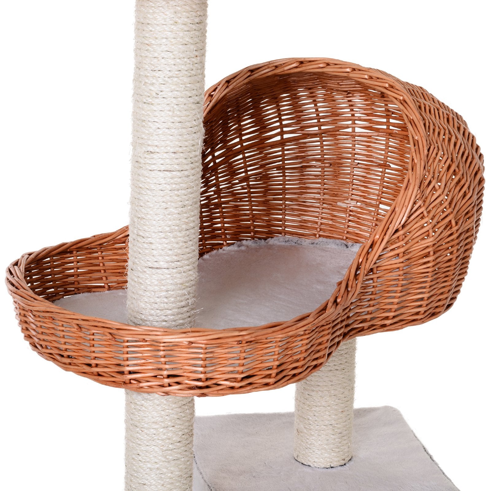 Cats 4-Tier Sisal Rope Scratching Post w/ Cave White