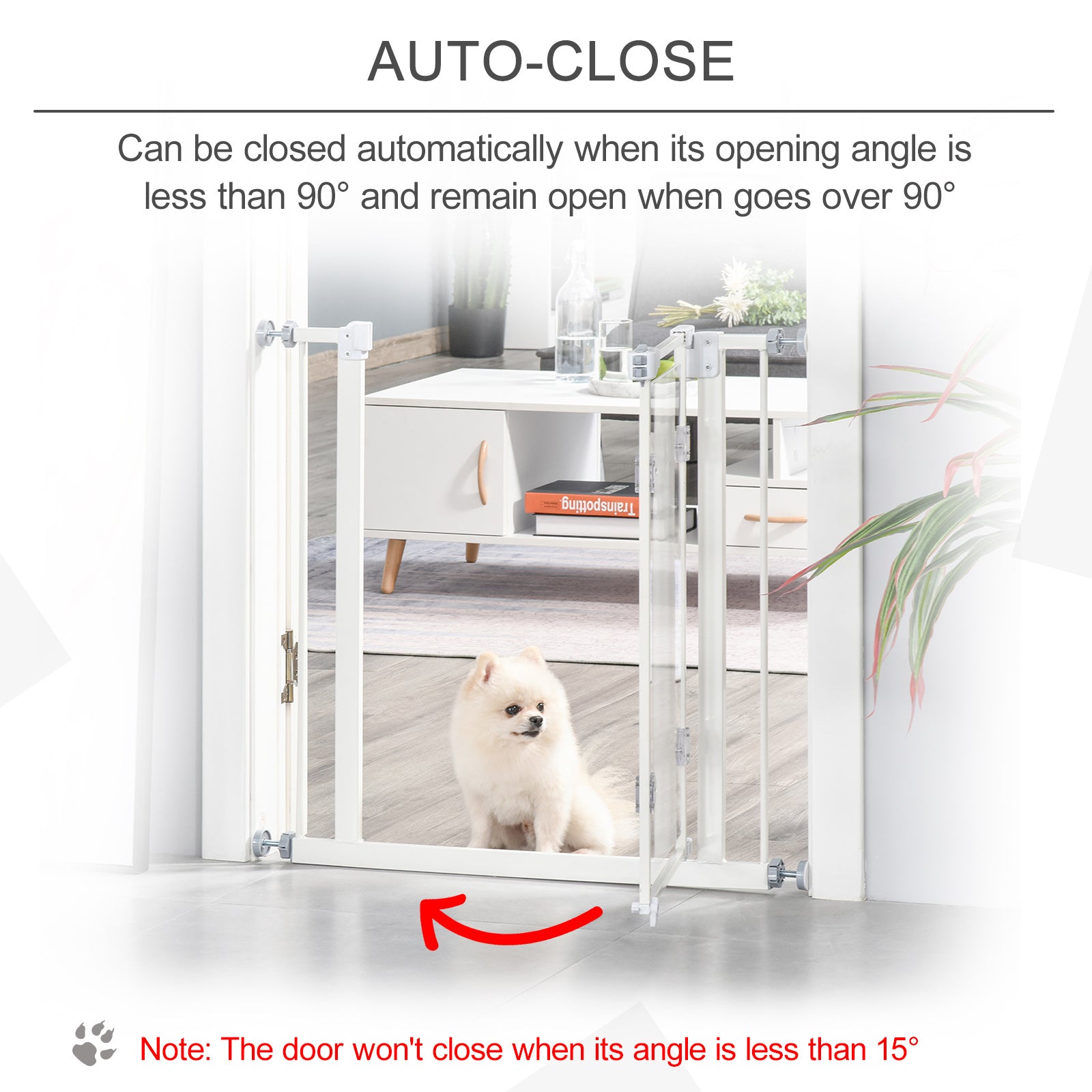 Pet Safety Gate Auto Close for Small Pet w/ Adjustable Screws 76.2 x 81.9cm