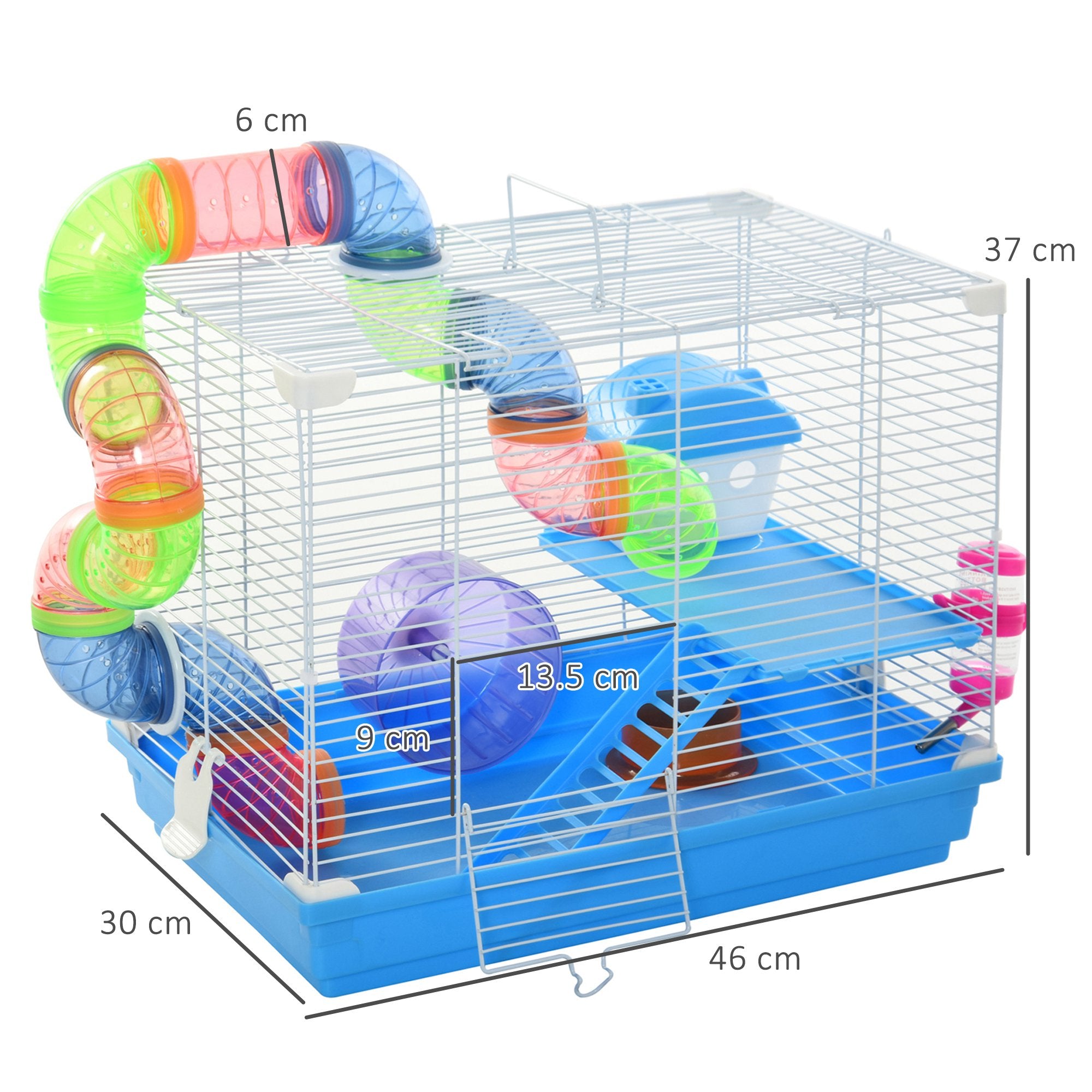 Hamster Cage Carrier Small Animal House with Exercise Wheels Tunnel Tube