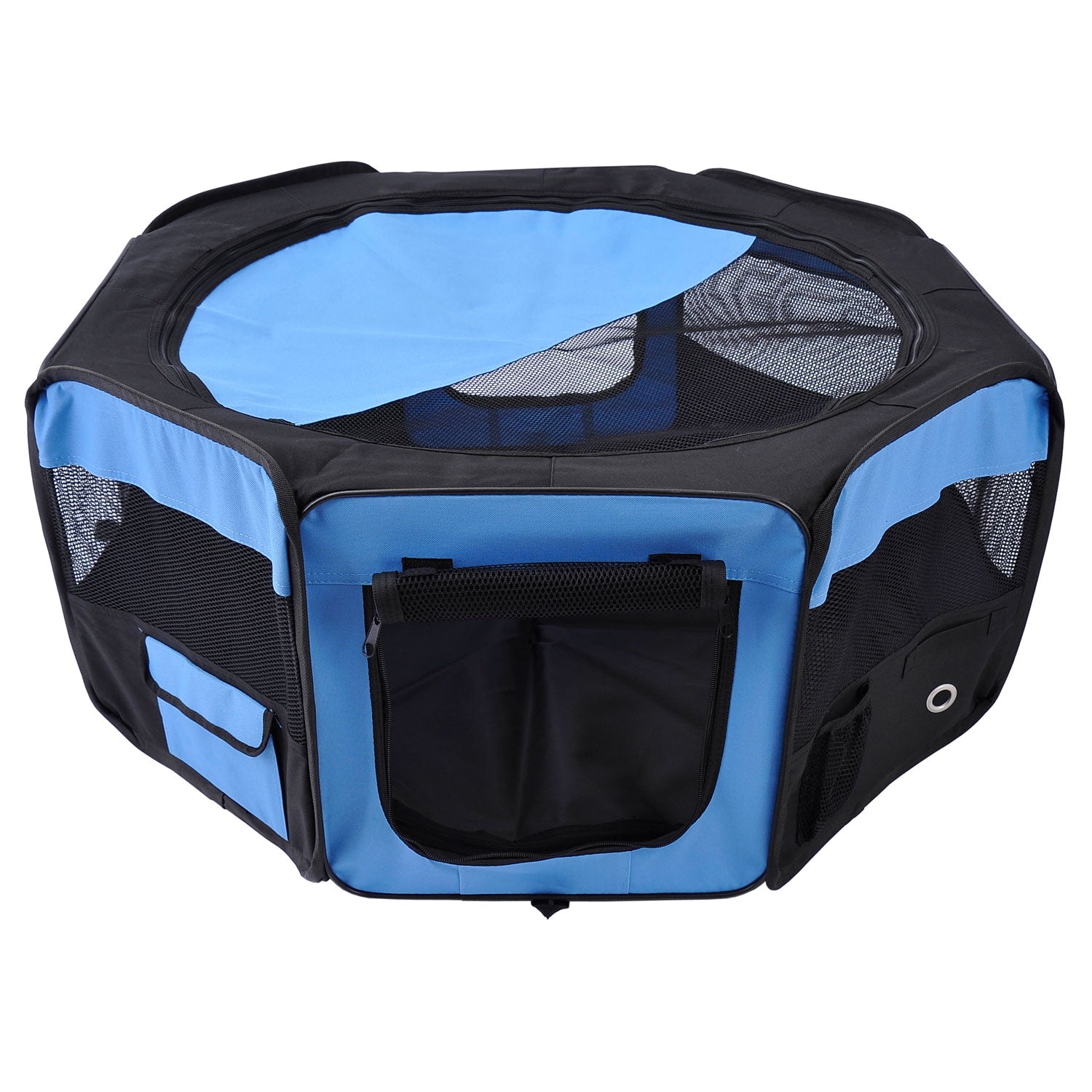 HOMCOM Fabric Pet Dog Playpen, 37cmx37cmx95cm-Blue/Black