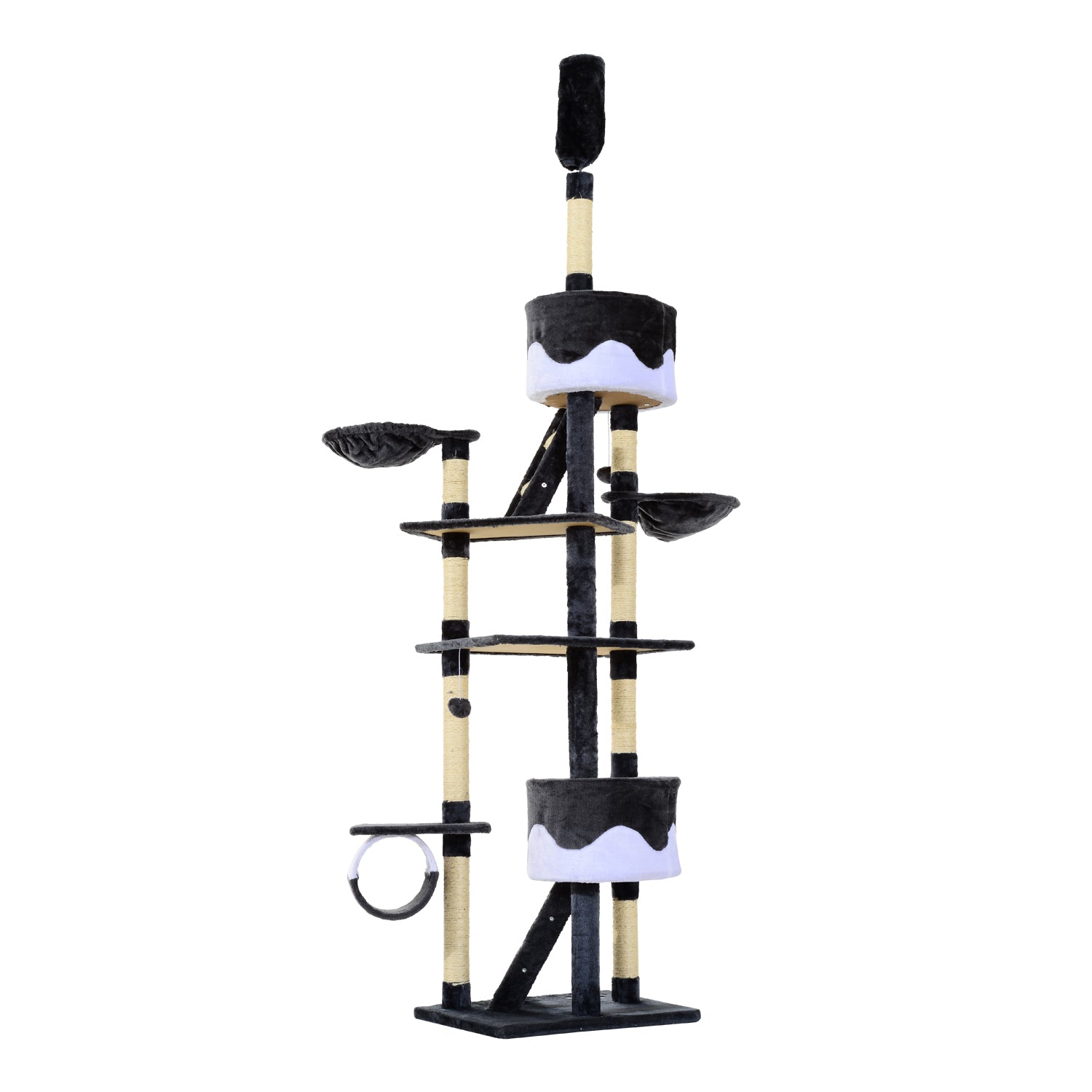 Cat Tree Kitten Condo Fun House Adjustable – Grey & White