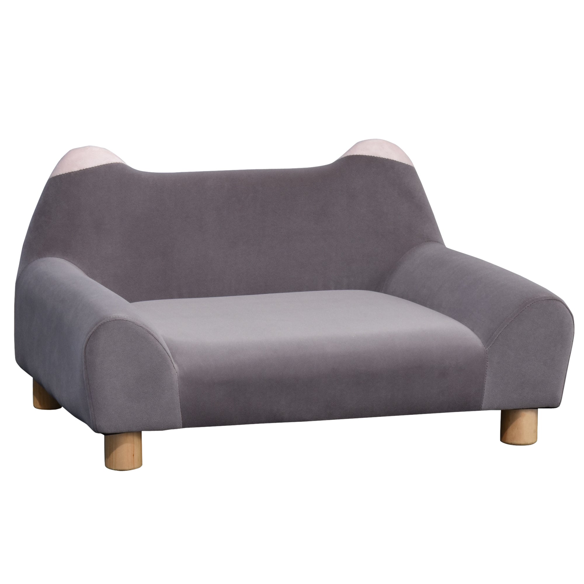 Faux Velvet Upholstered Sponge Small Pets Sofa Bed Grey