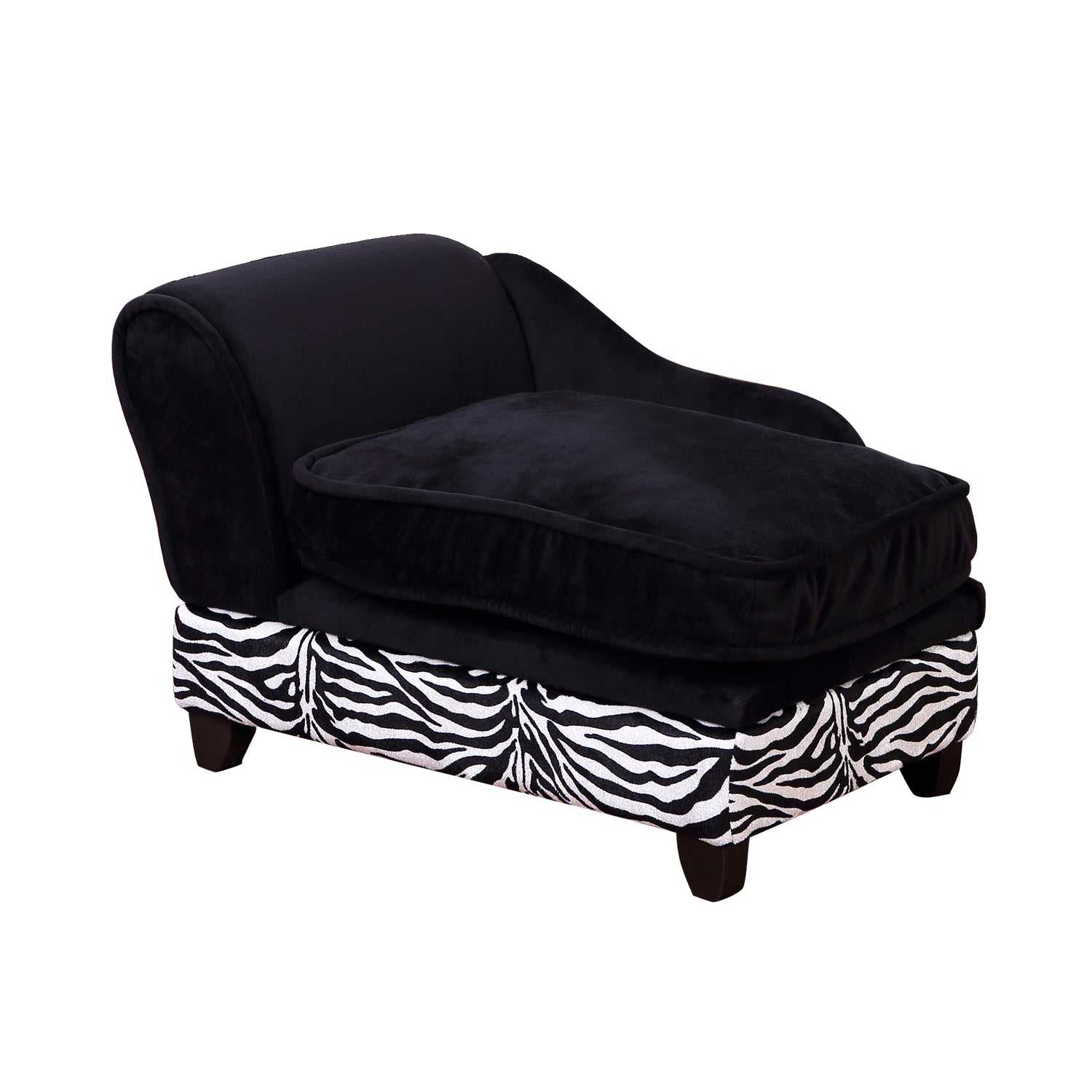 Fabric Pet Sofa, 57x34x36 cm-Black, Zebra-Stripe