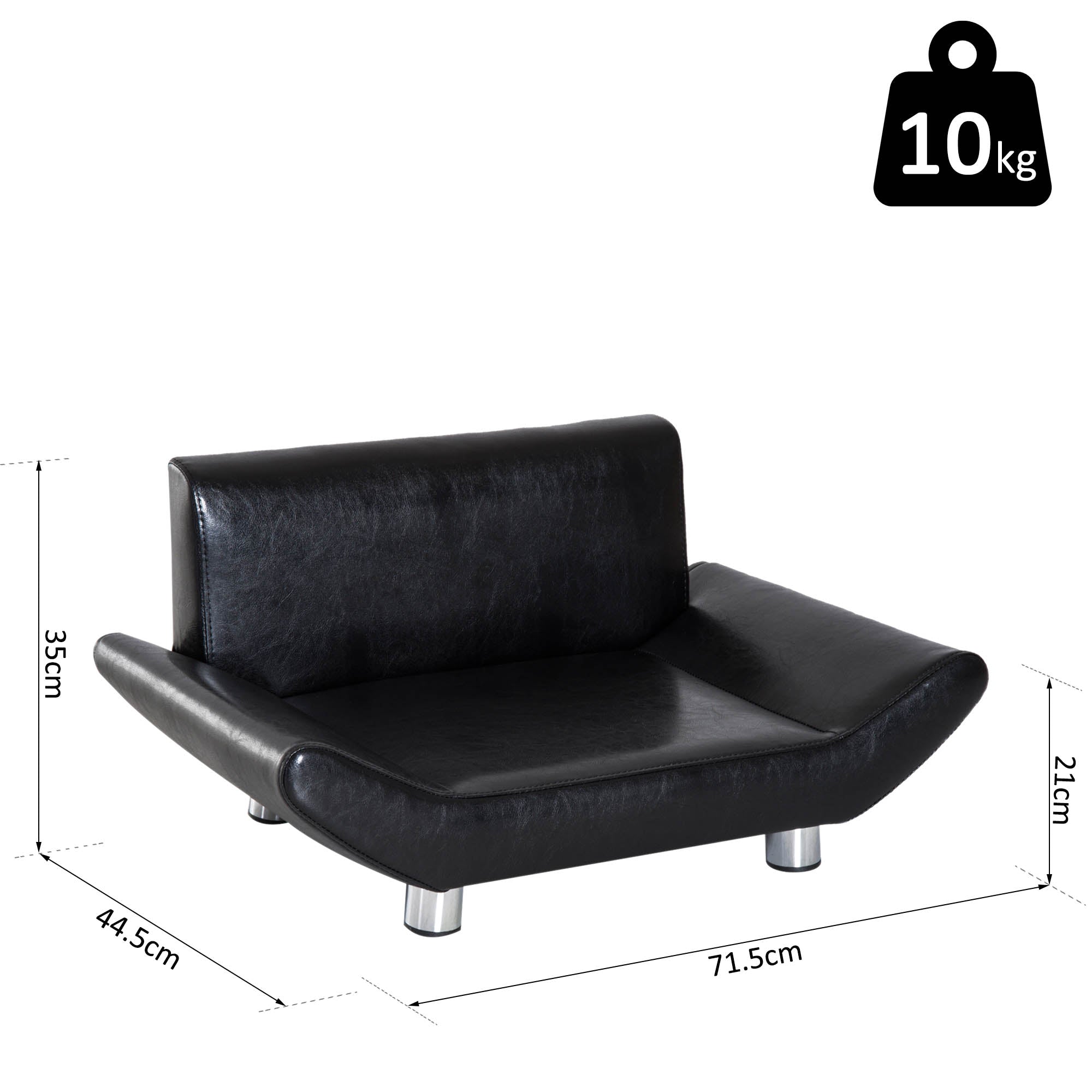 Pet Sofa Couch Bed, PU Leather, Wooden Frame-Black
