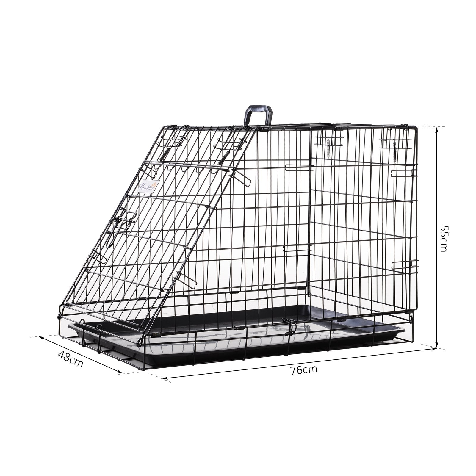 Dogs Metal Collapsible Medium Transport Crate w/ Removeable Tray Black