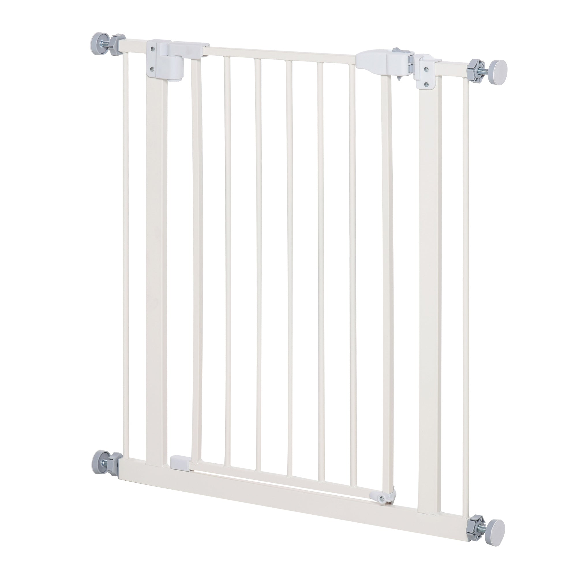 Pet Safety Gate Pressure Fitted Stair Barrier w/ Auto-Close Double Lock