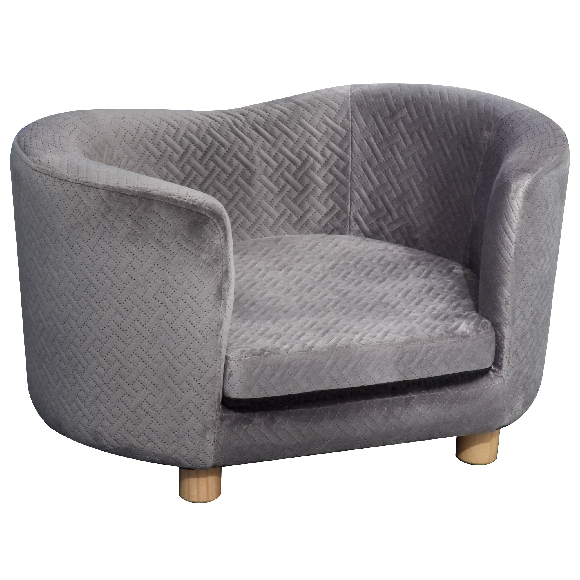 Velvet Upholstered Small Pet Bed Grey