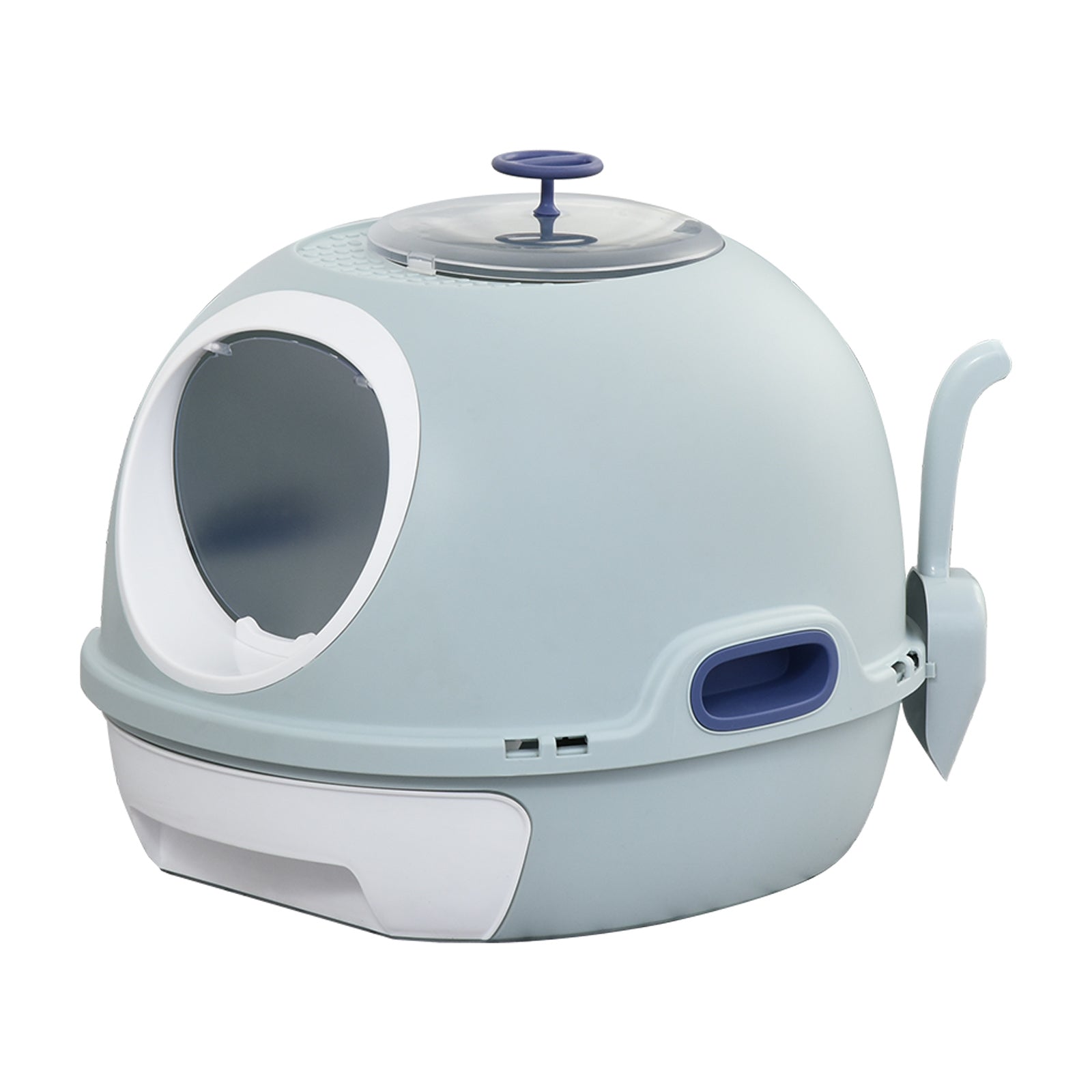 Cats Rooftop Plastic Easy Clean Litter Box Blue