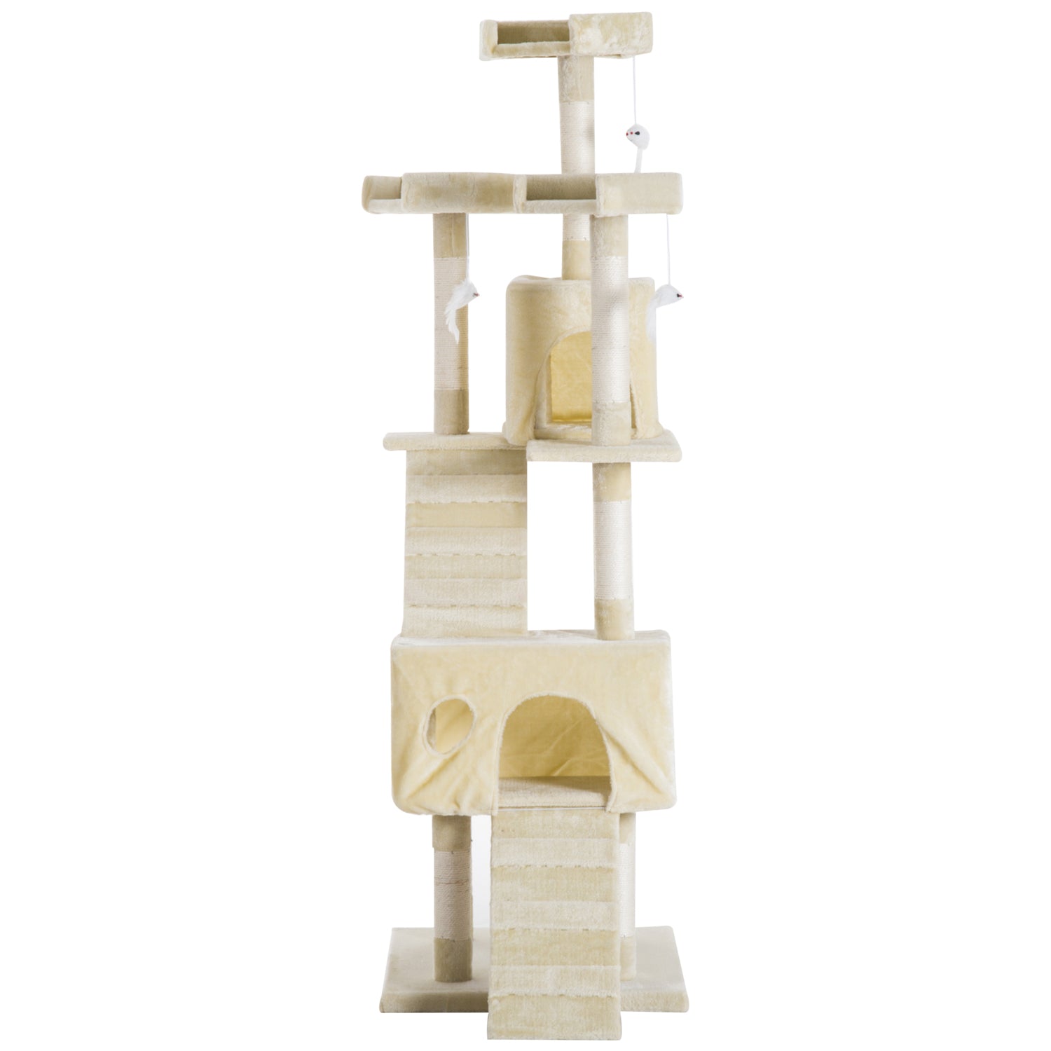 Cat Tree Scratching Post 27L×27W×28.5H cm-Beige