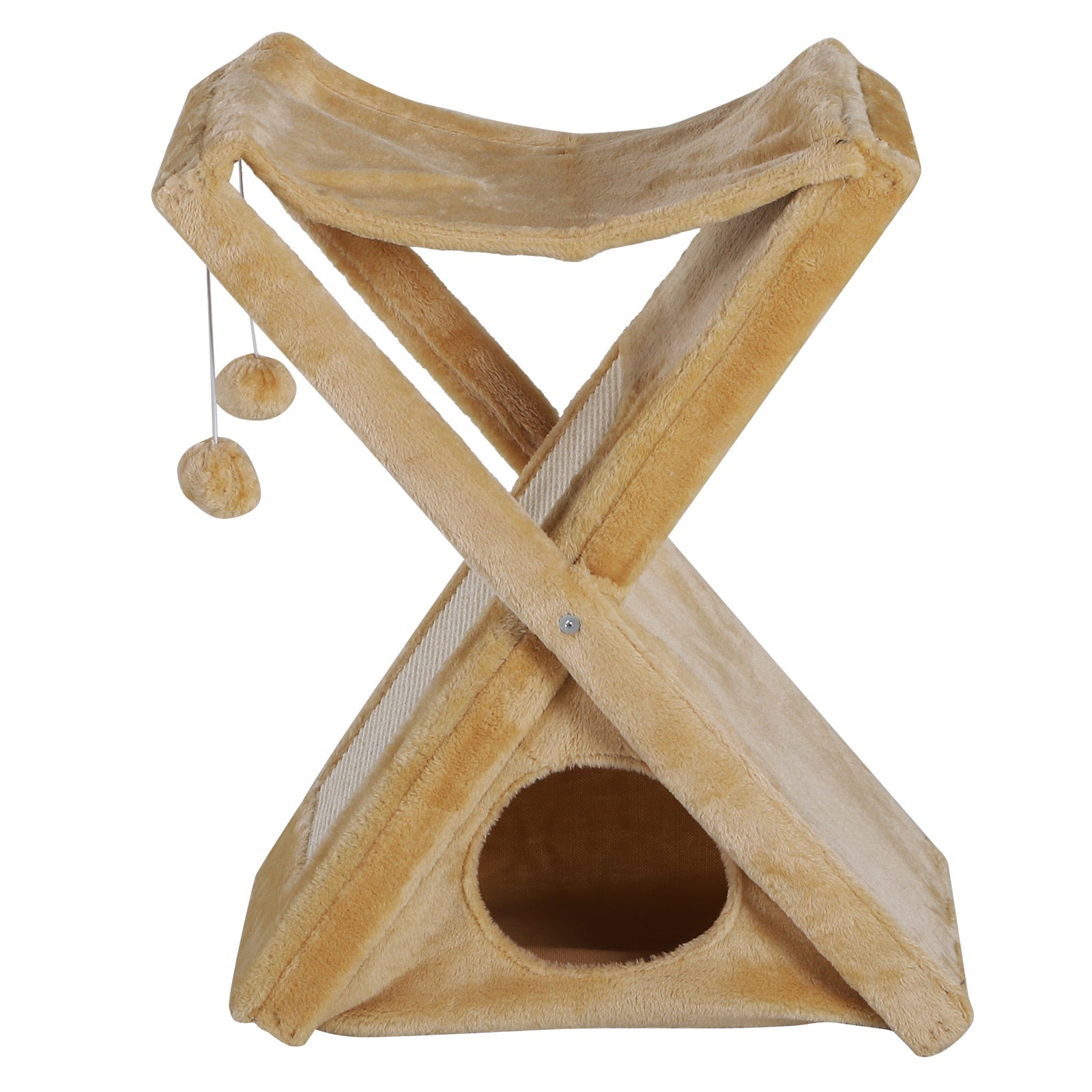 Two Tier Cat Tree Tower Scratching Post, 50L x 32W x 65Hcm-Light Yellow