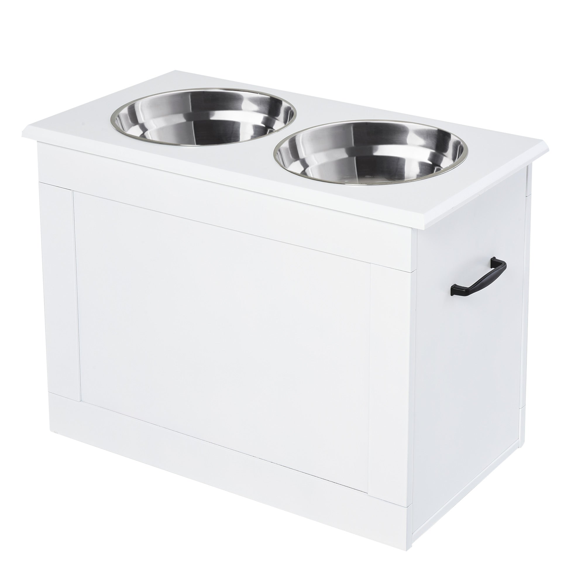 Raised Pet Bowls with Storage Function 2 Stainless Steel Dog Bowls Elevated Base
