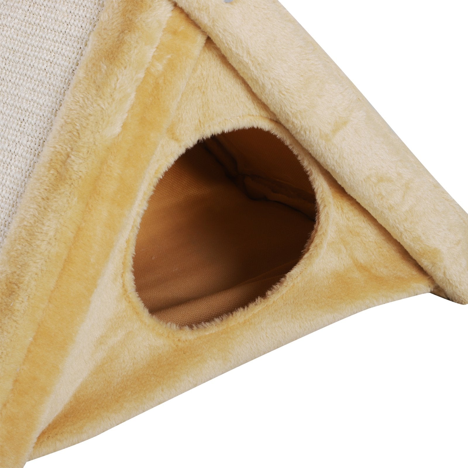 Two Tier Cat Tree Tower Scratching Post, 50L x 32W x 65Hcm-Light Yellow