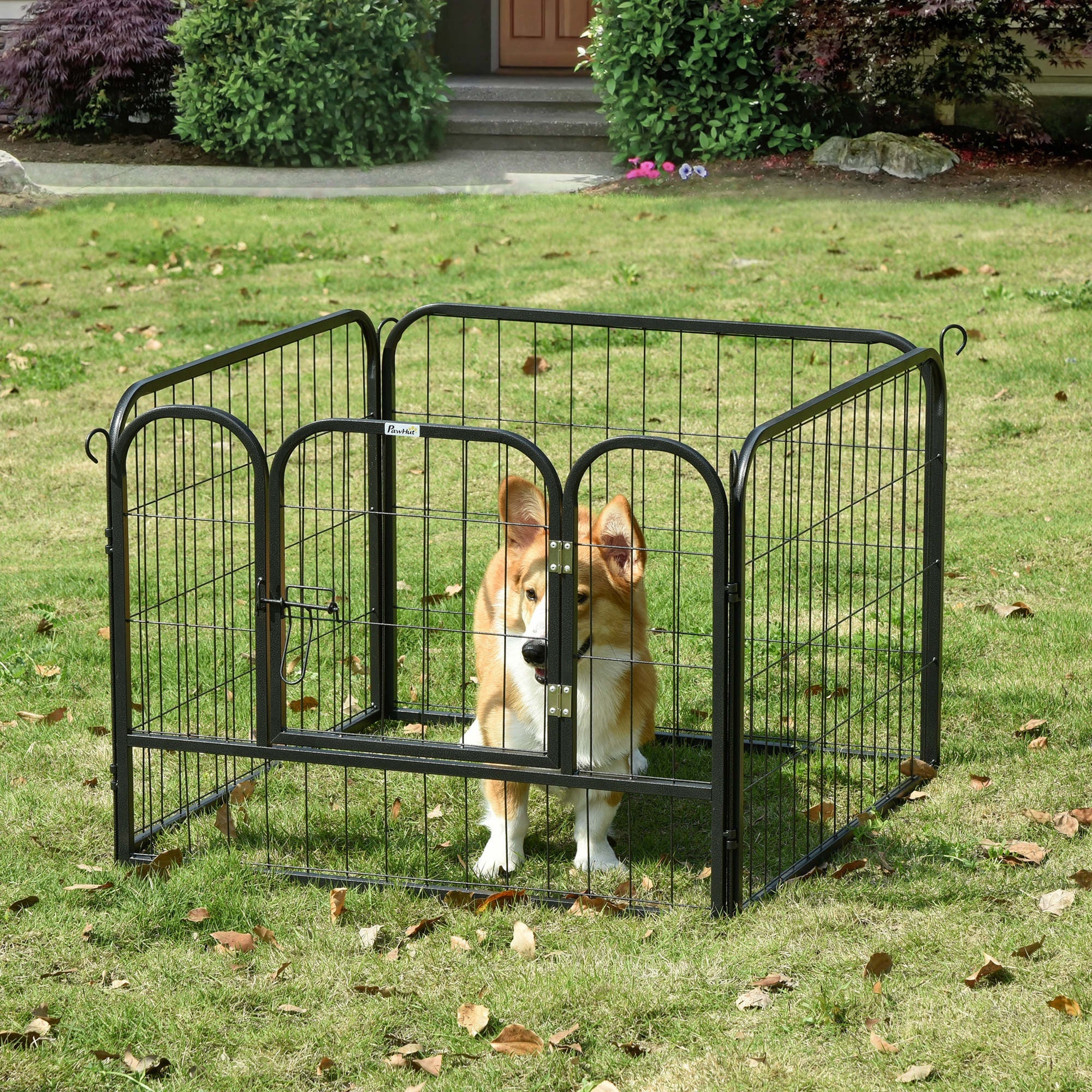 Heavy Duty 4 Panel Pet Playpen Folding Metal Dog Crate Kennel 82 x 82 x 60 cm