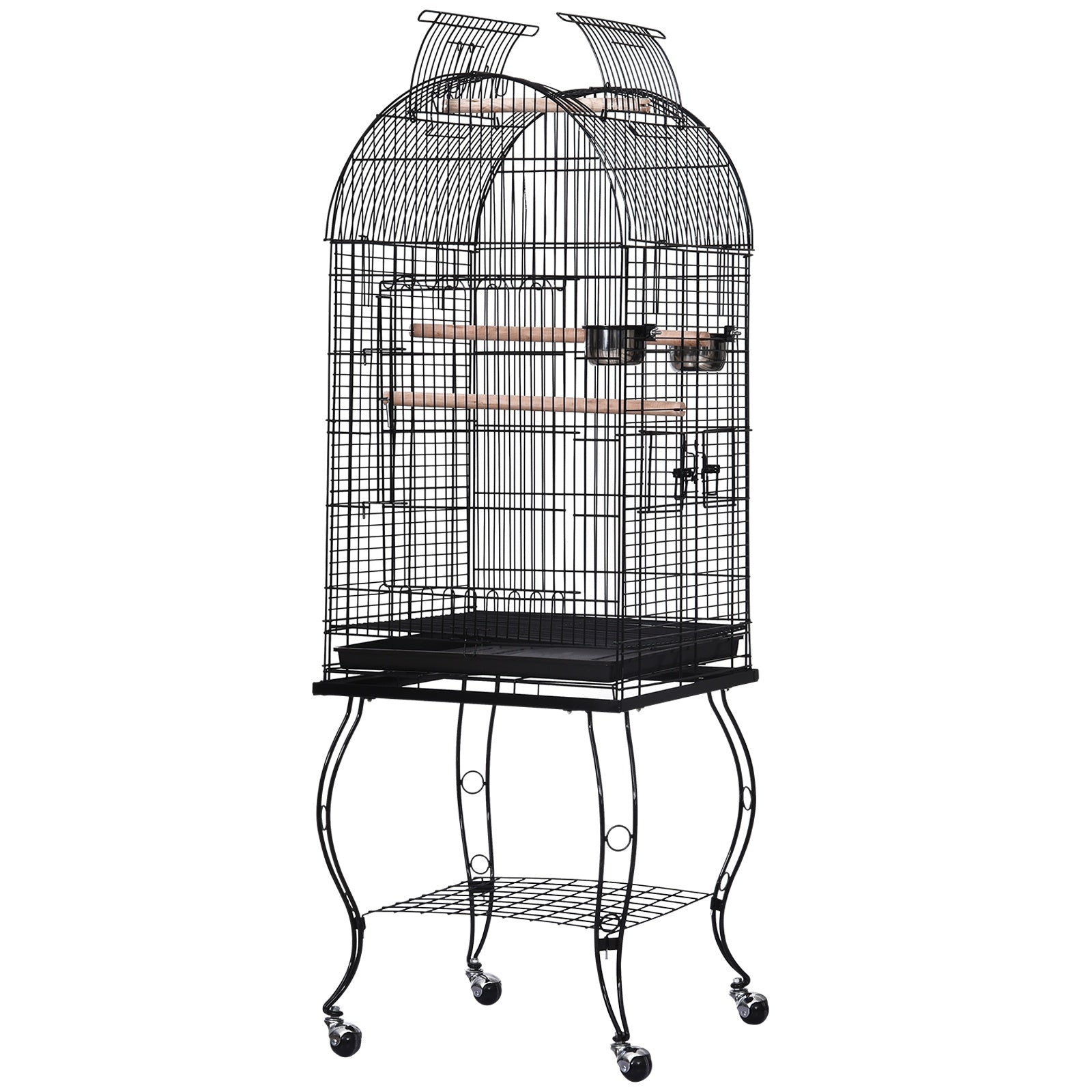 Bird Cage 51Lx51Wx137H cm, Metal Wire, Steel Pipe-Black