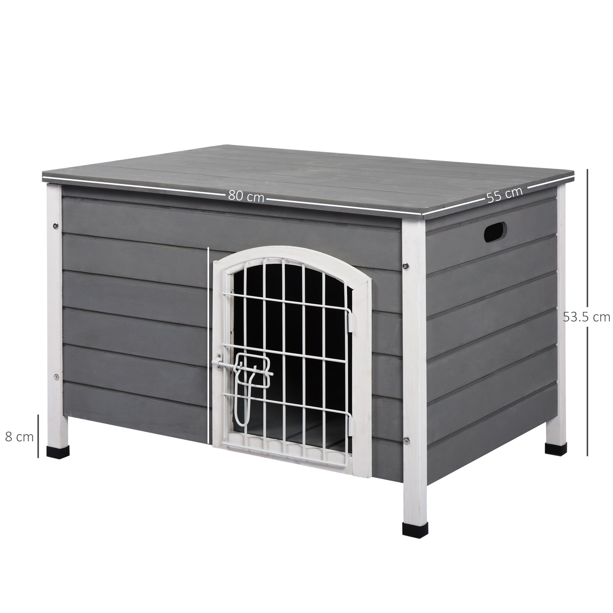 Wooden Dog Crate Kennel Lockable Door Small Animal House w/ Openable Top Gray