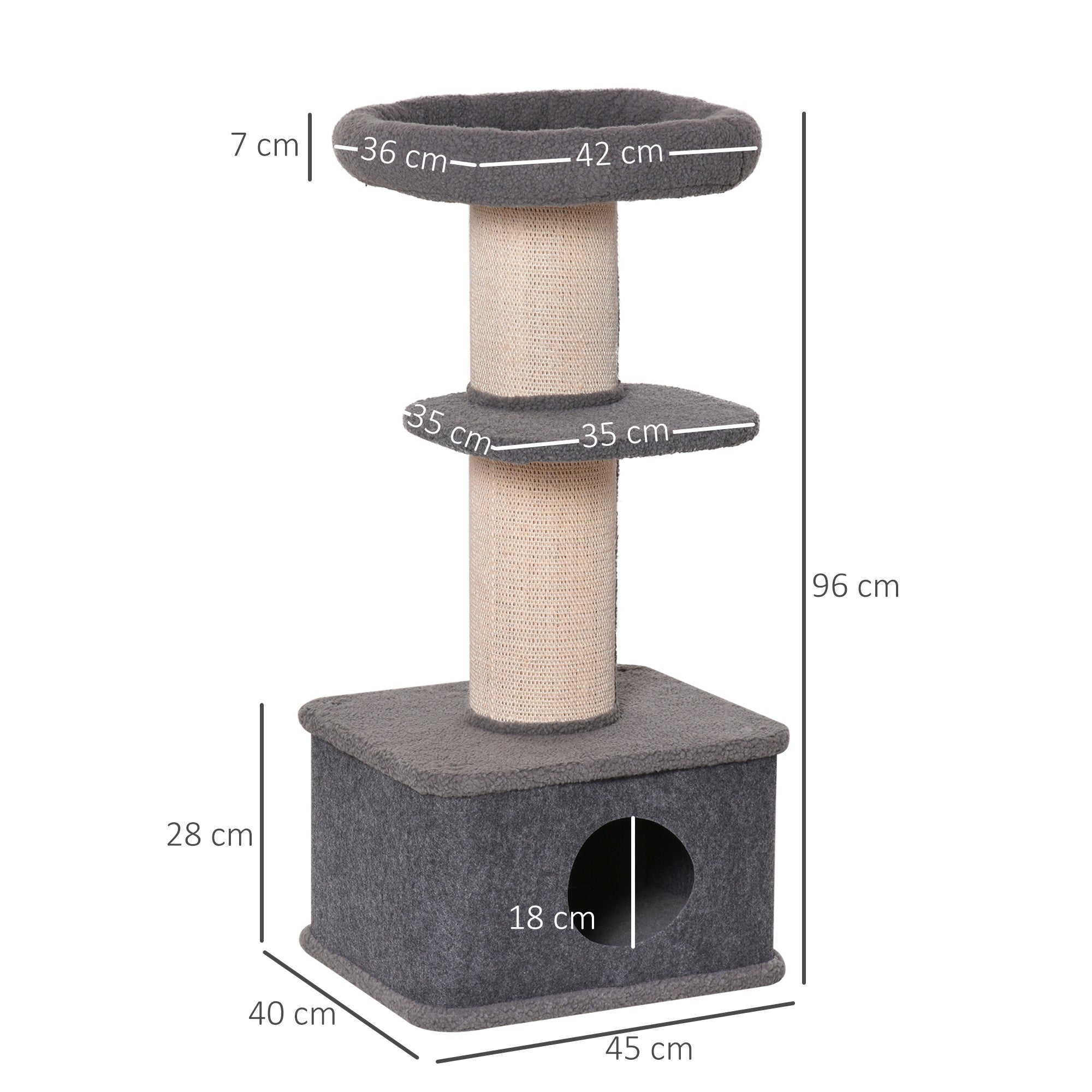 Cat Tree Kitten Tower Activity Centre w/ Sisal Scratching Post Condo Perches