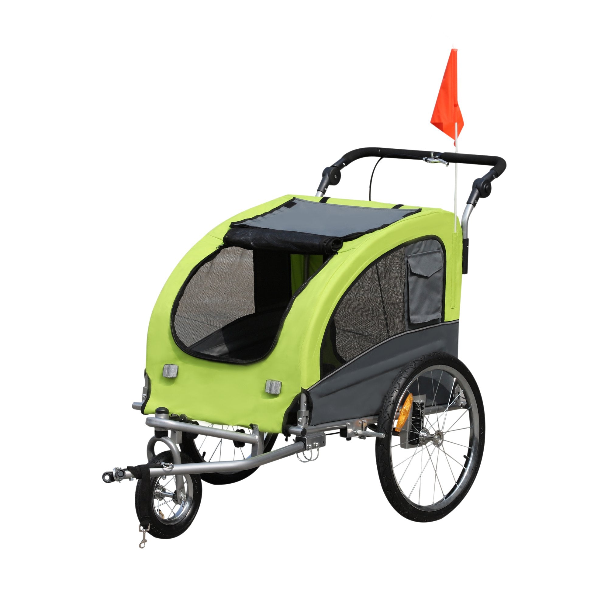 Steel Pet Bicycle Trailer 360 Rotatable 3 Wheel Carrier Green