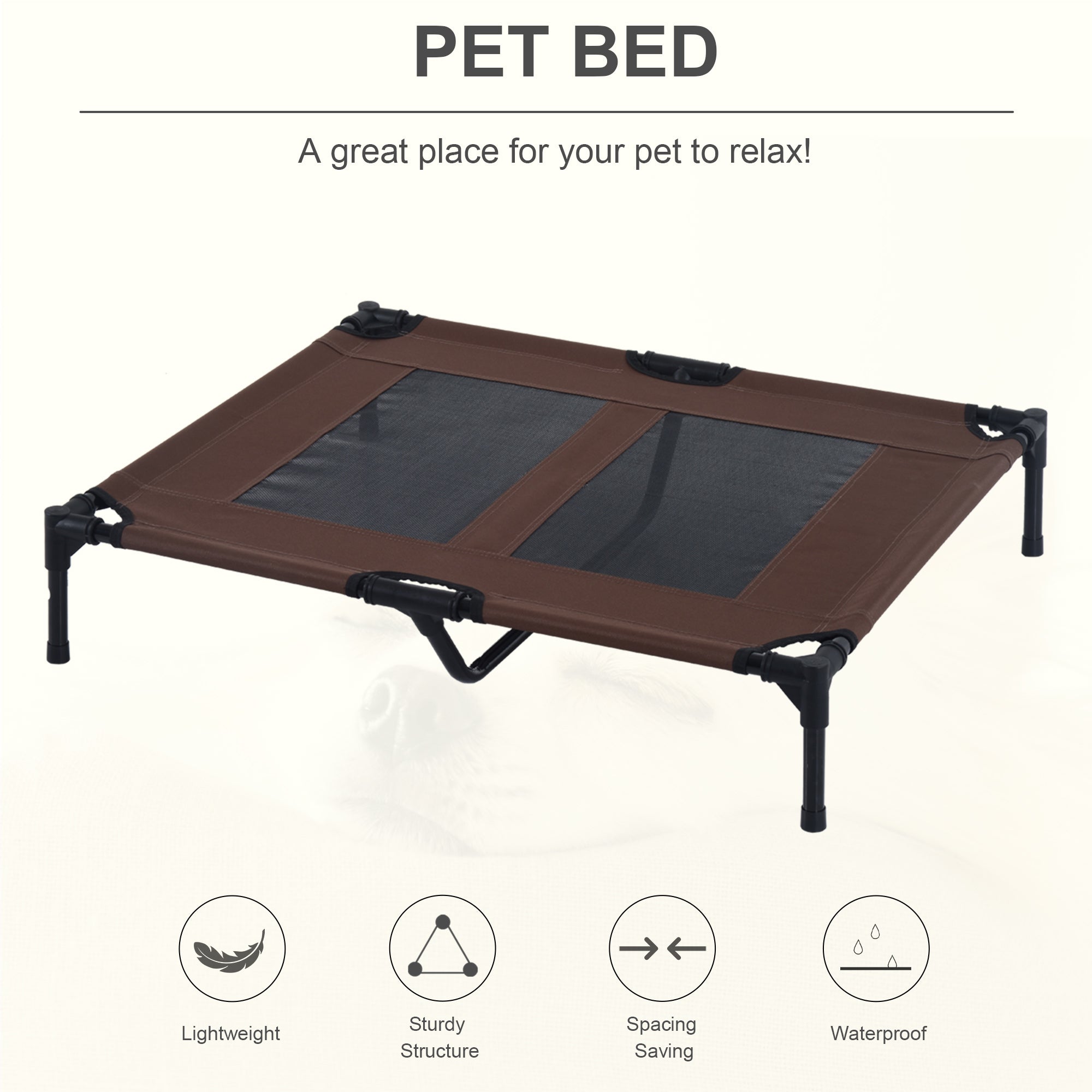91.5Lx76.2Wx18H cm Elevated Pet Bed-Brown/Black Frame