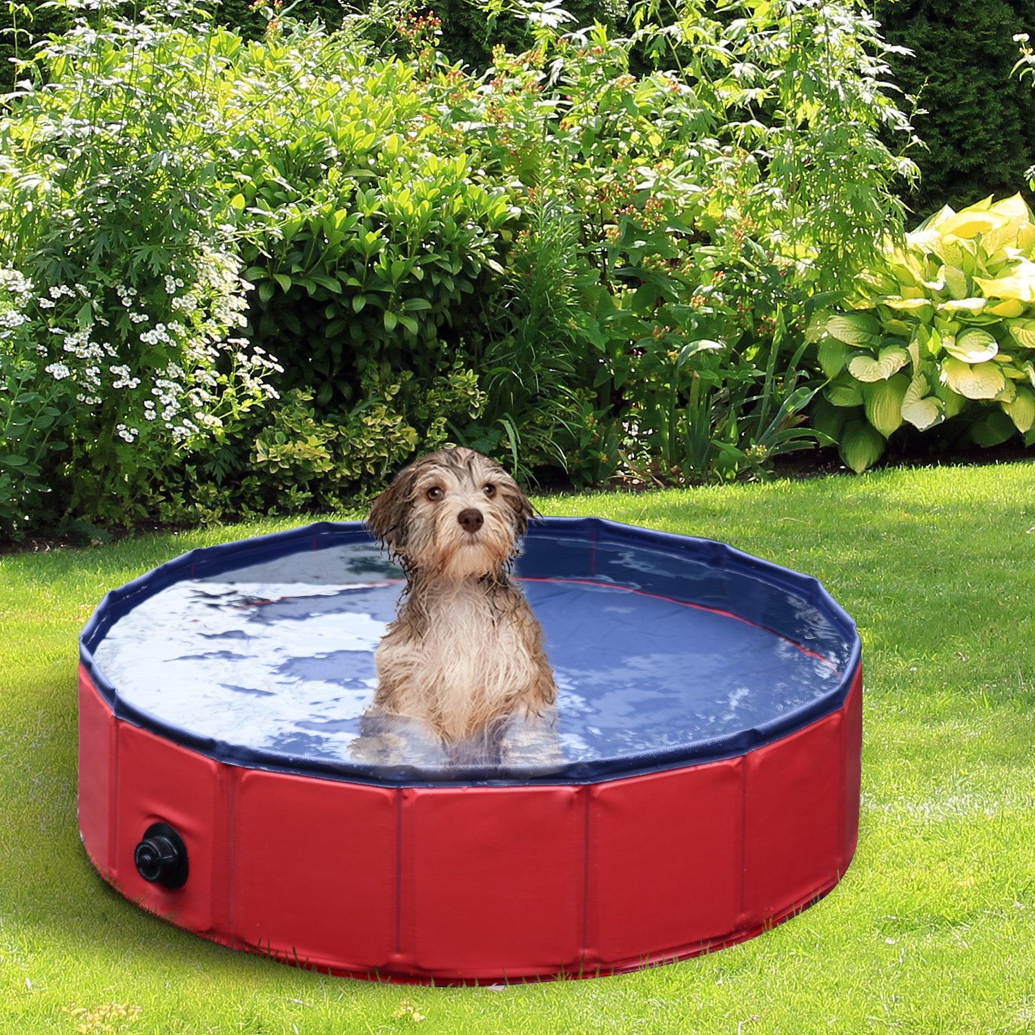 Pet Swimming Pool, Foldable, 80 cm Diameter-Red
