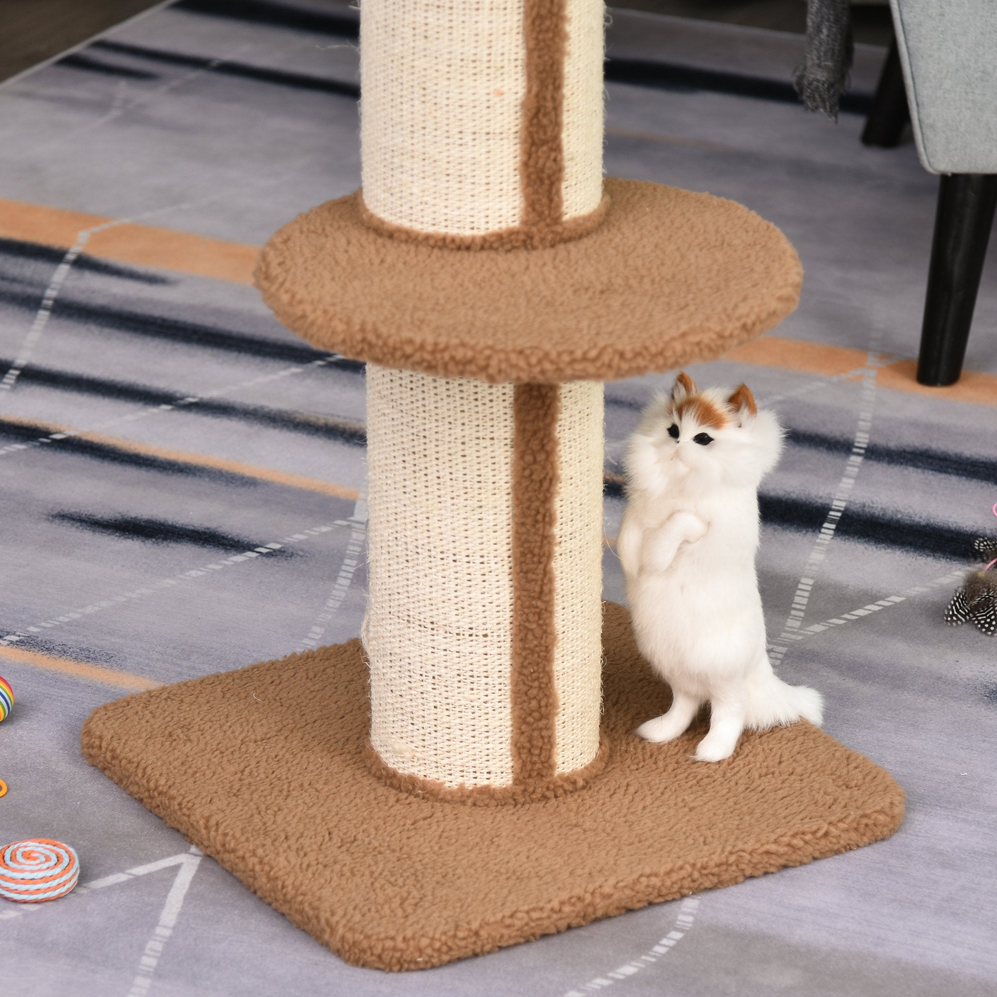 Cats 2-Tier Scratching Tree w/ Bed Brown