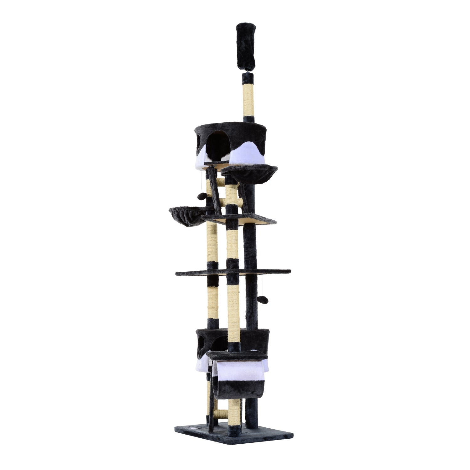 Cat Tree Kitten Condo Fun House Adjustable – Grey & White