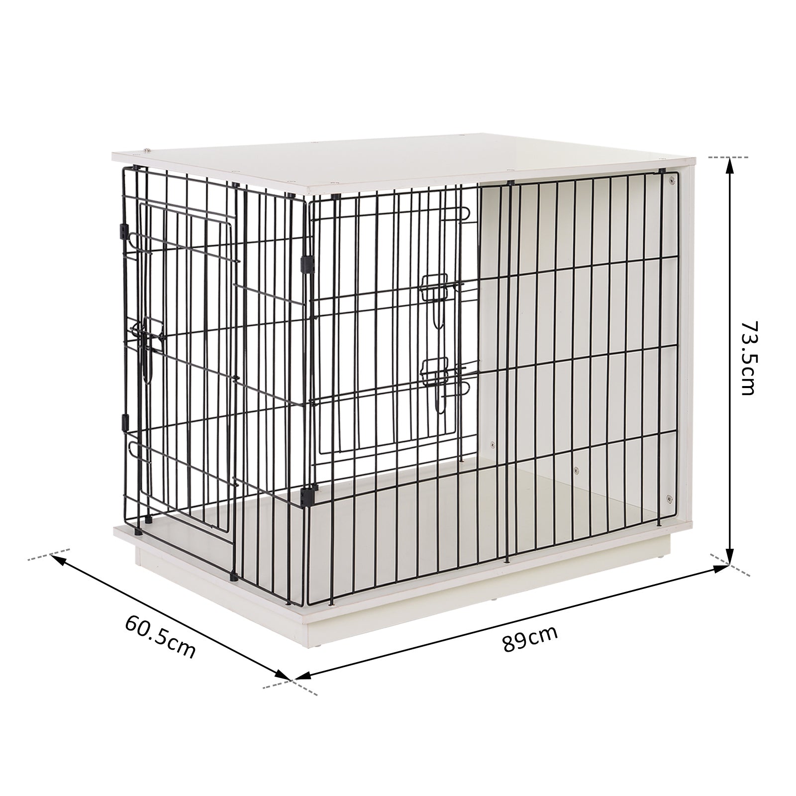 35" MDF Base Metal Wire 2-Door Small Pet Cage White