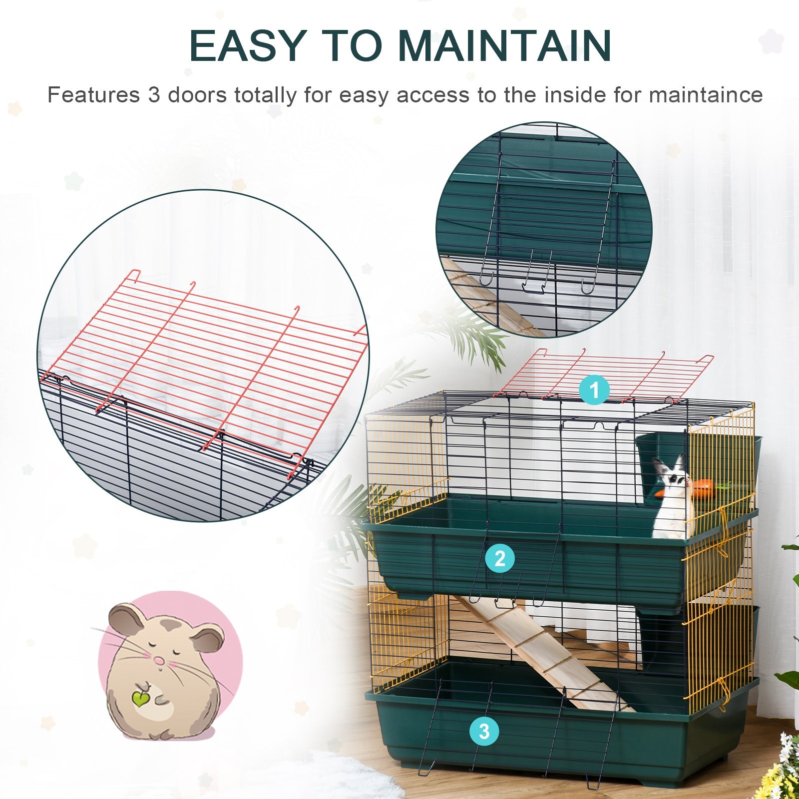 2-Story Large Small Animal Cage w/ Accessories for Chinchillas Puppy Guinea Pig
