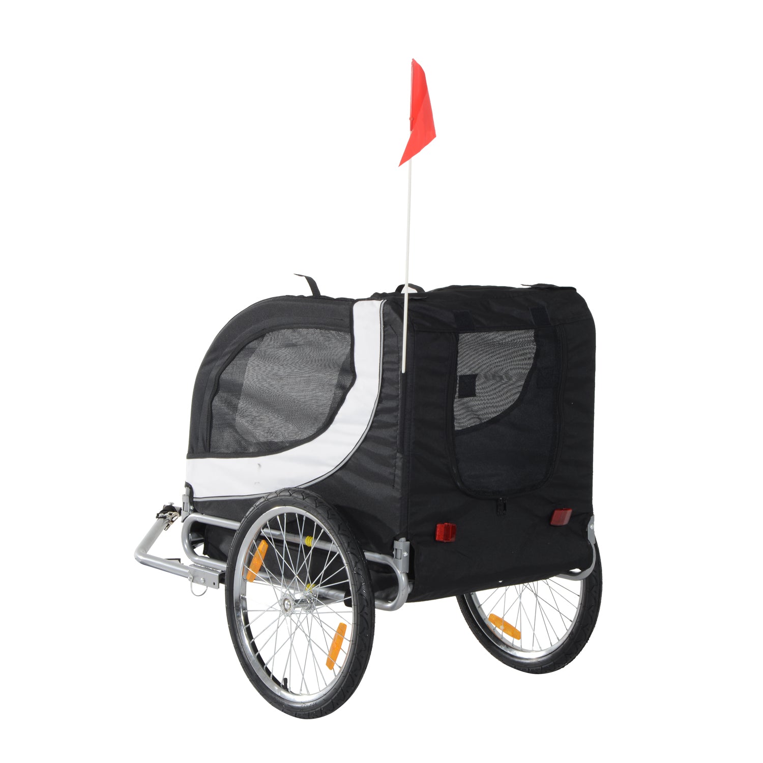 Folding Dog Bike Trailer Pet Bicycle Jogger Travel Carrier-Black & White